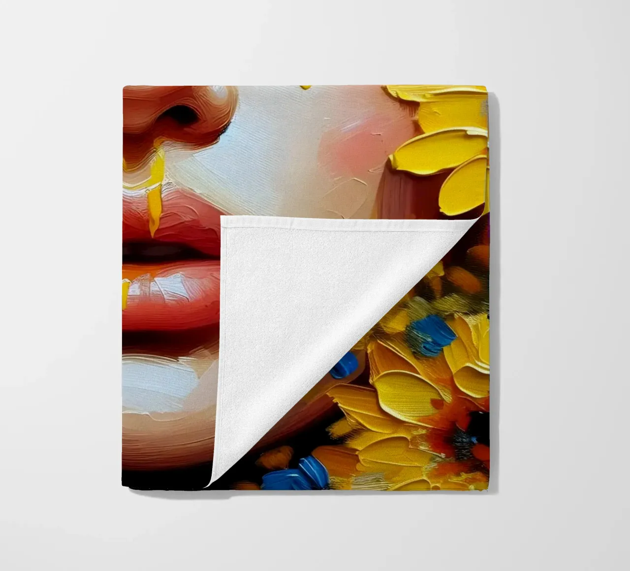Portrait d'une fleur jaune et bleue serviette de plage de ARTOMATIC