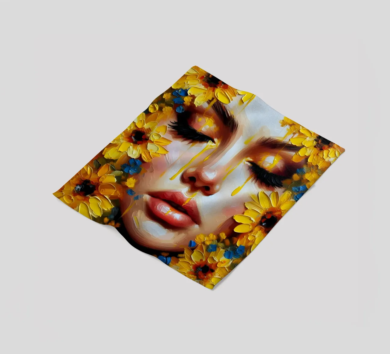 Portrait d'une fleur jaune et bleue plaid polaire de ARTOMATIC