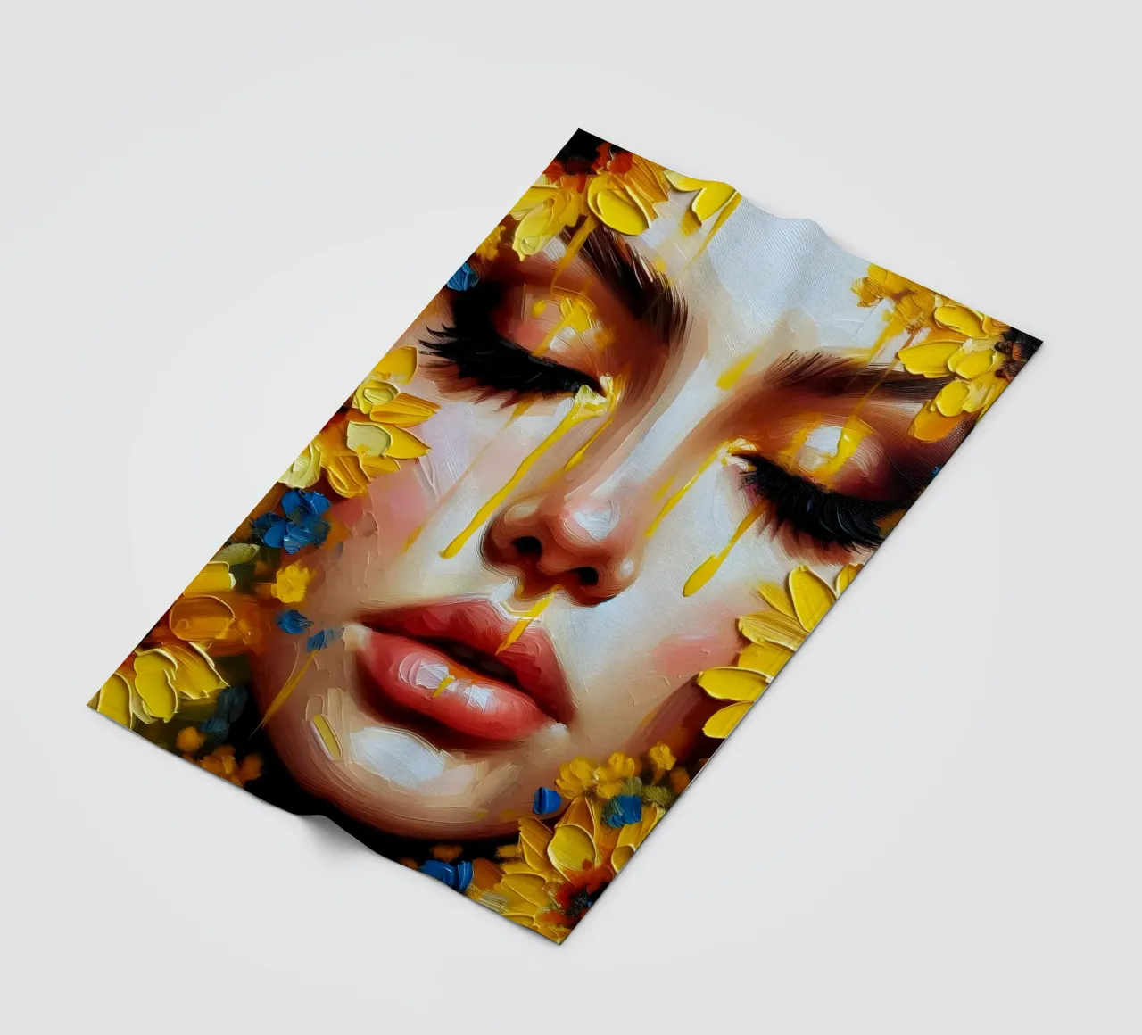 Portrait d'une fleur jaune et bleue plaid polaire de ARTOMATIC