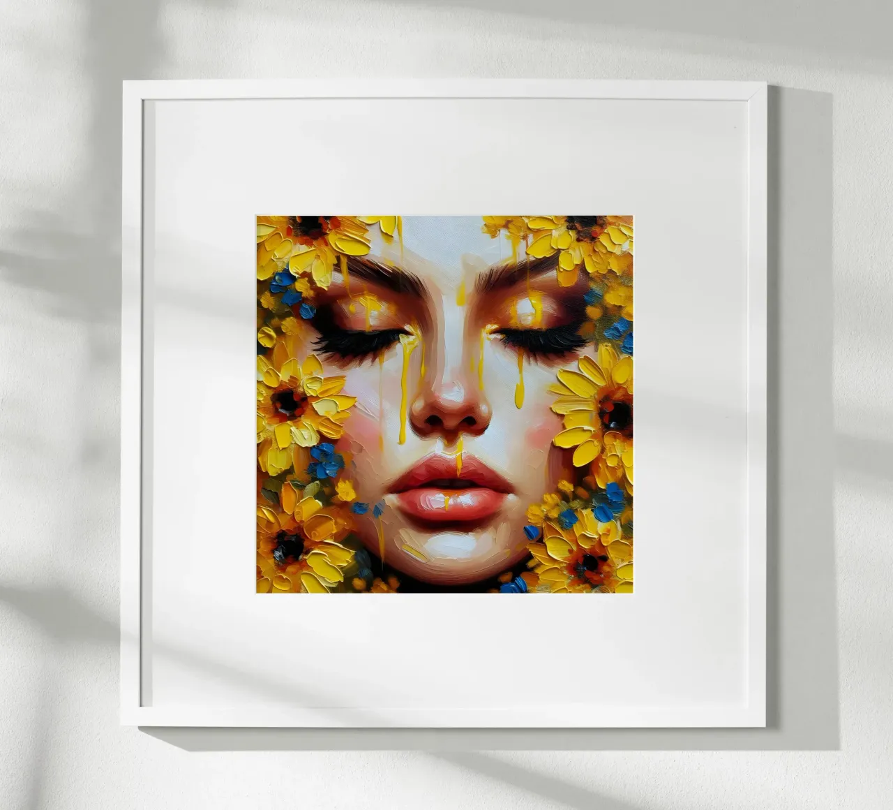 Portrait d'une fleur jaune et bleue hahnemühle de ARTOMATIC