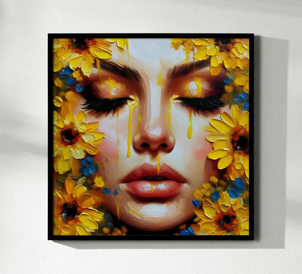Portrait d'une fleur jaune et bleue hahnemühle de ARTOMATIC