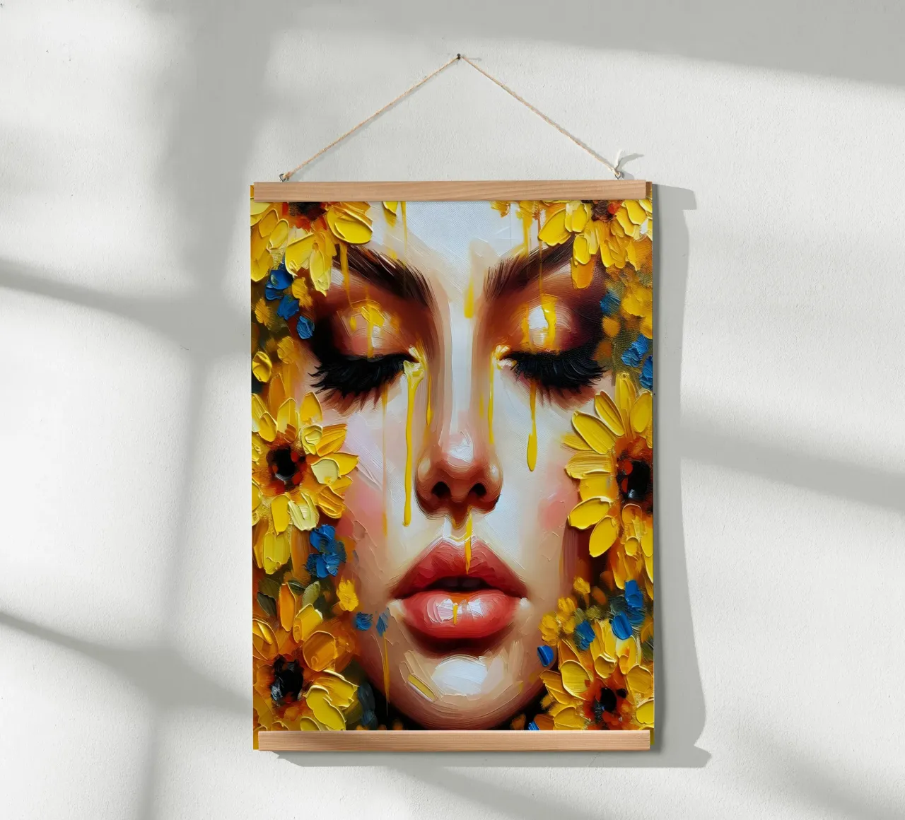 Portrait d'une fleur jaune et bleue hahnemühle de ARTOMATIC