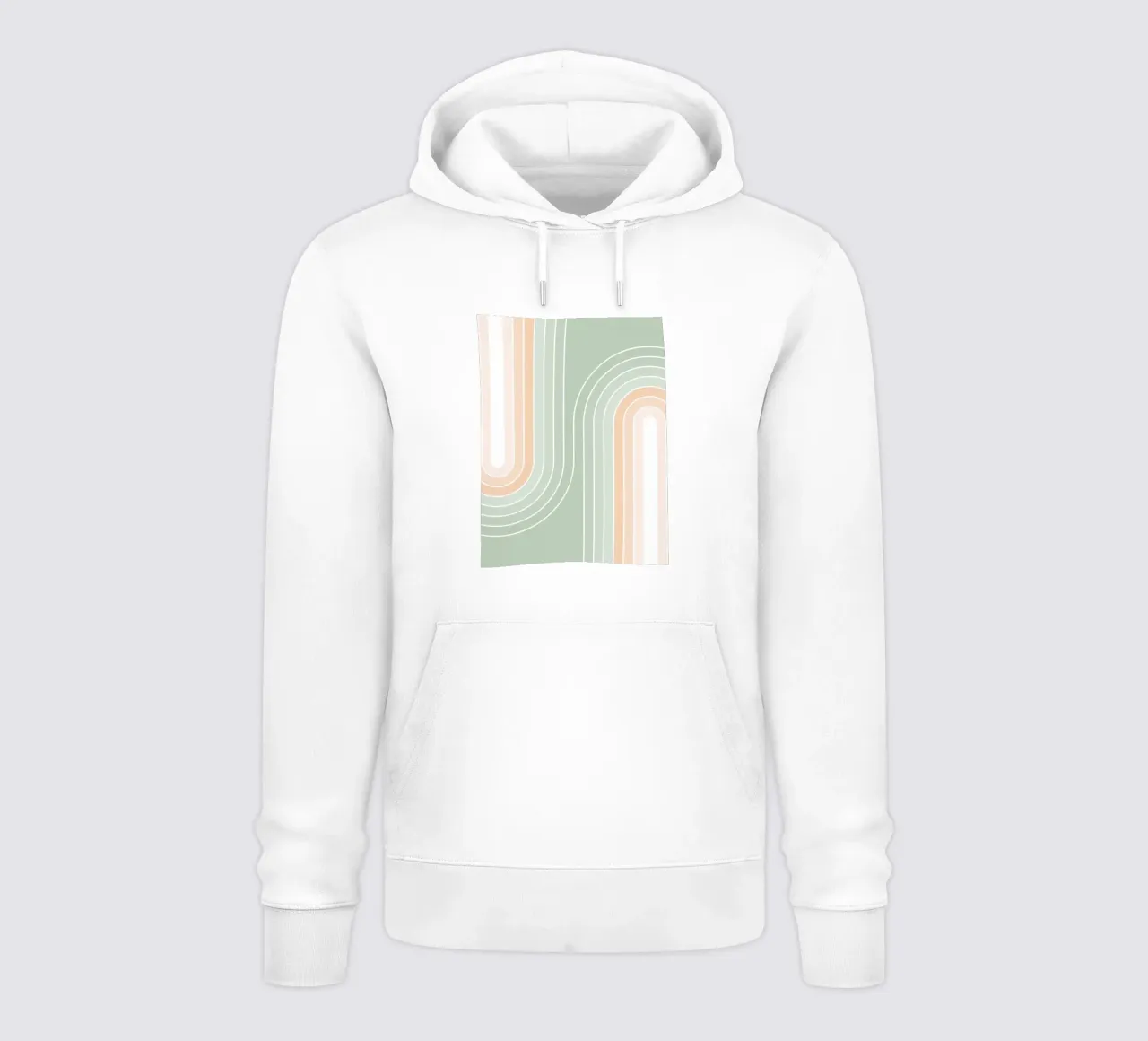 Retro Double Rainbow - Verde salvia pastel y pelusa de melocotón sudadera con capucha de Dominique Vari Abstract