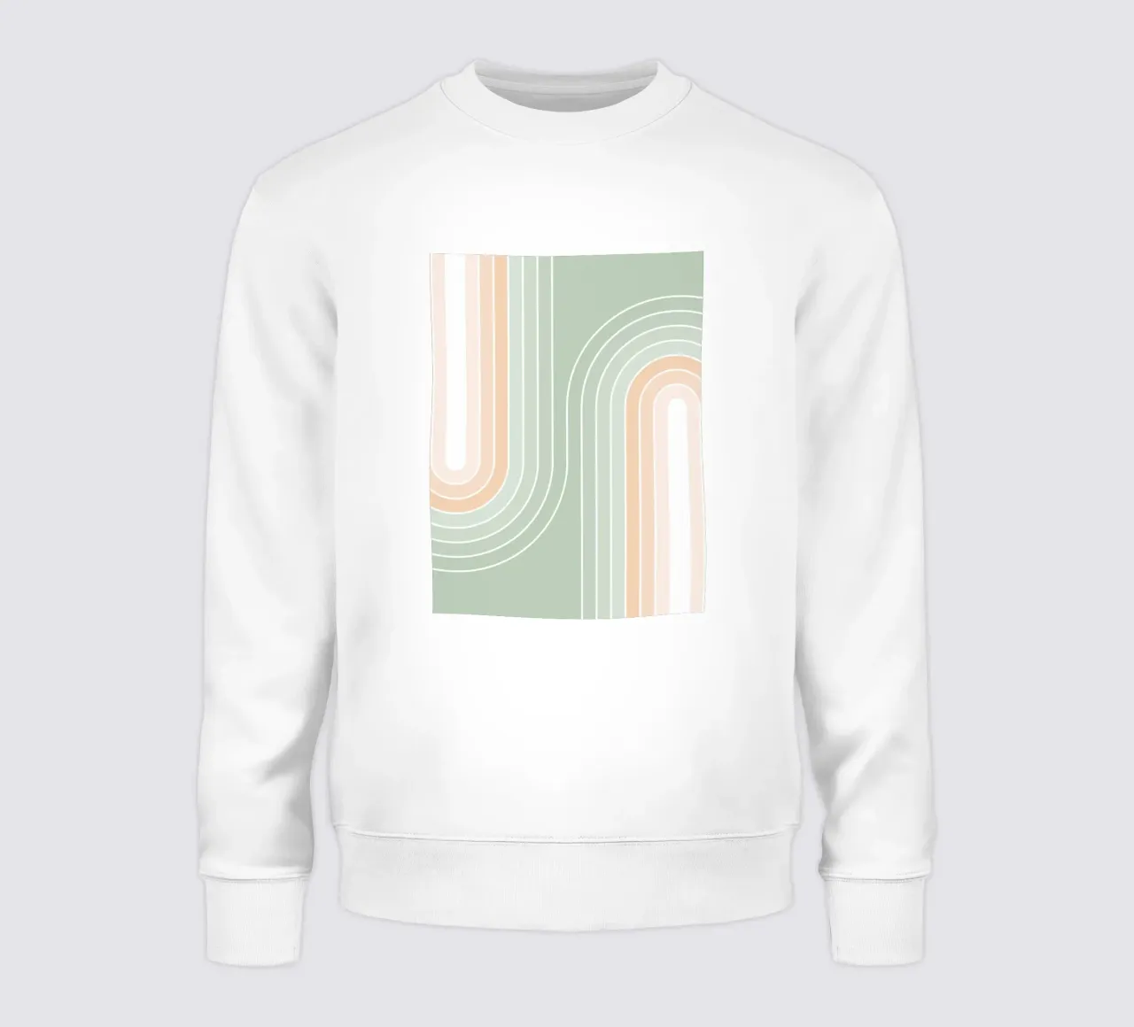 Retro Double Rainbow - Pastell Salbei Grün & Pfirsich Fuzz Sweatshirt von Dominique Vari Abstract