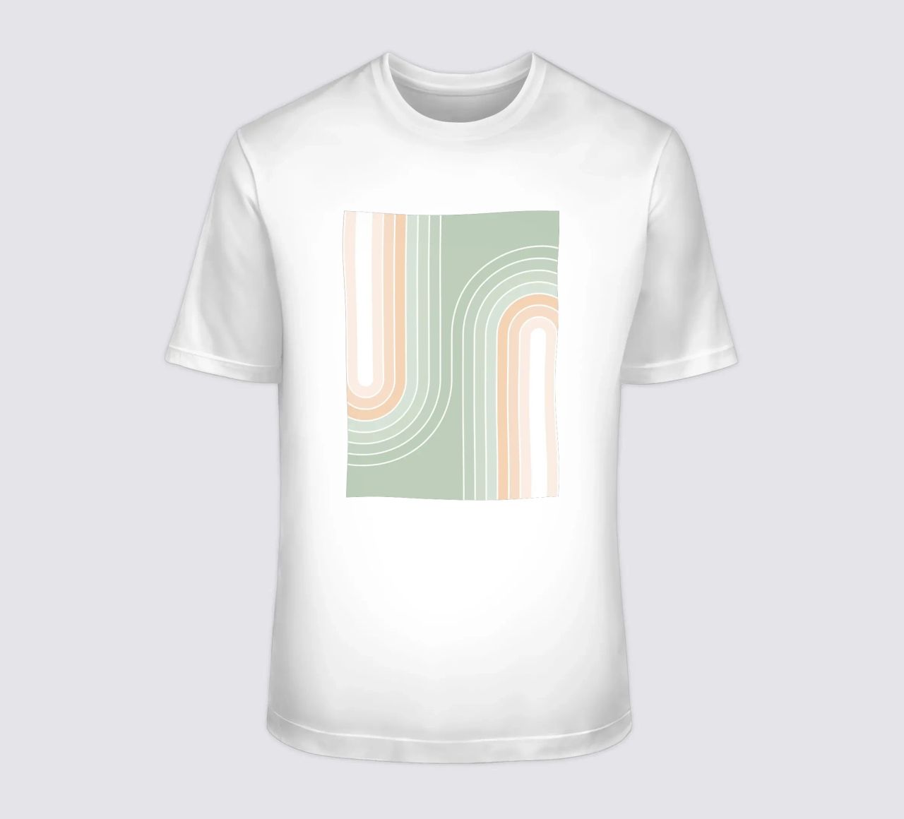 Doppio arcobaleno retrò - Verde salvia pastello e pesca fuzz t-shirt da Dominique Vari Abstract