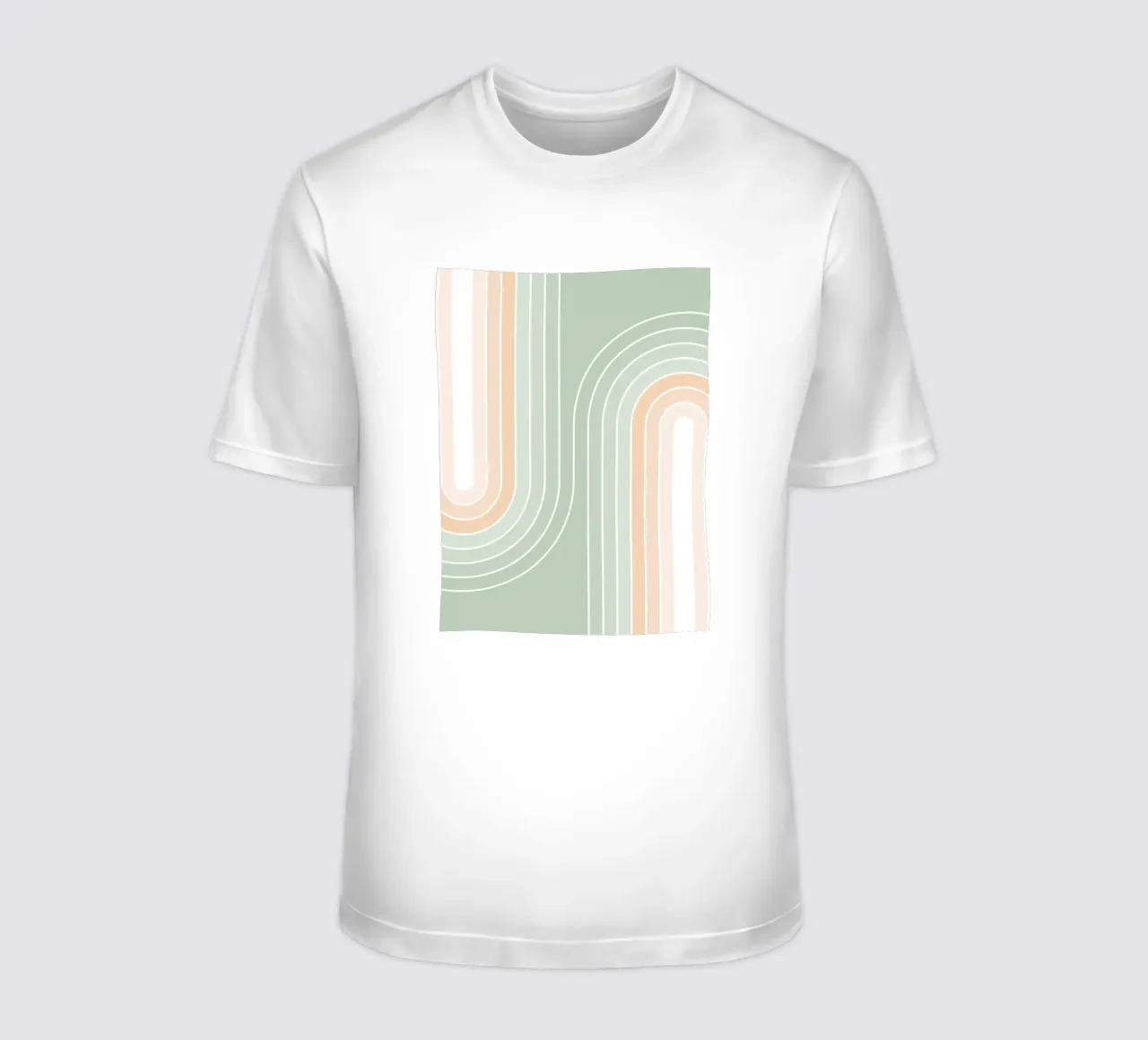 Retro Double Rainbow - Verde salvia pastel y pelusa de melocotón camiseta de Dominique Vari Abstract