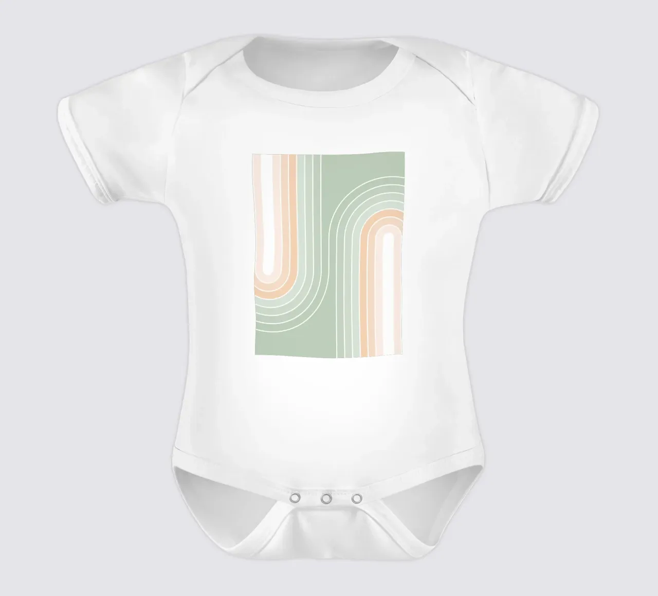 Doppio arcobaleno retrò - Verde salvia pastello e pesca fuzz body neonato maniche corte da Dominique Vari Abstract