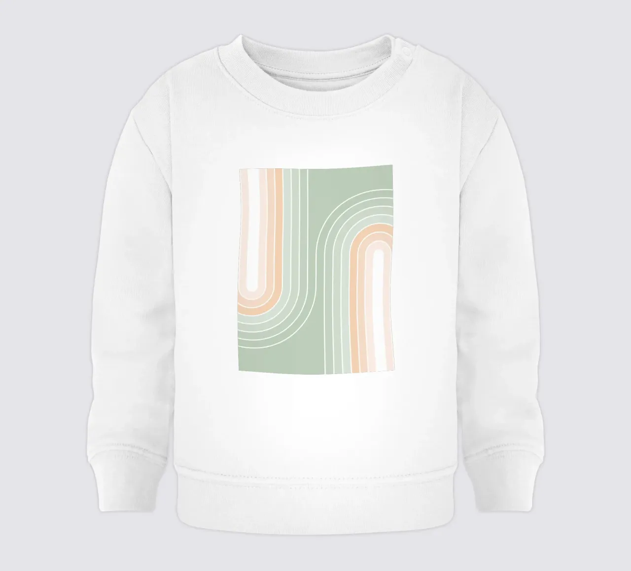 Retro Double Rainbow - Verde salvia pastel y pelusa de melocotón sudadera de bebé de Dominique Vari Abstract