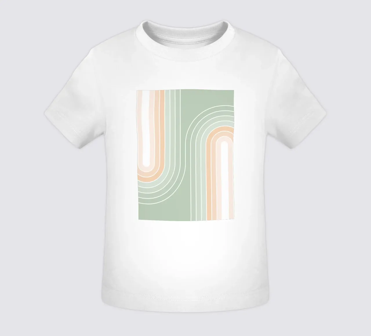 Retro Double Rainbow - Verde salvia pastel y pelusa de melocotón camiseta de bebé de Dominique Vari Abstract