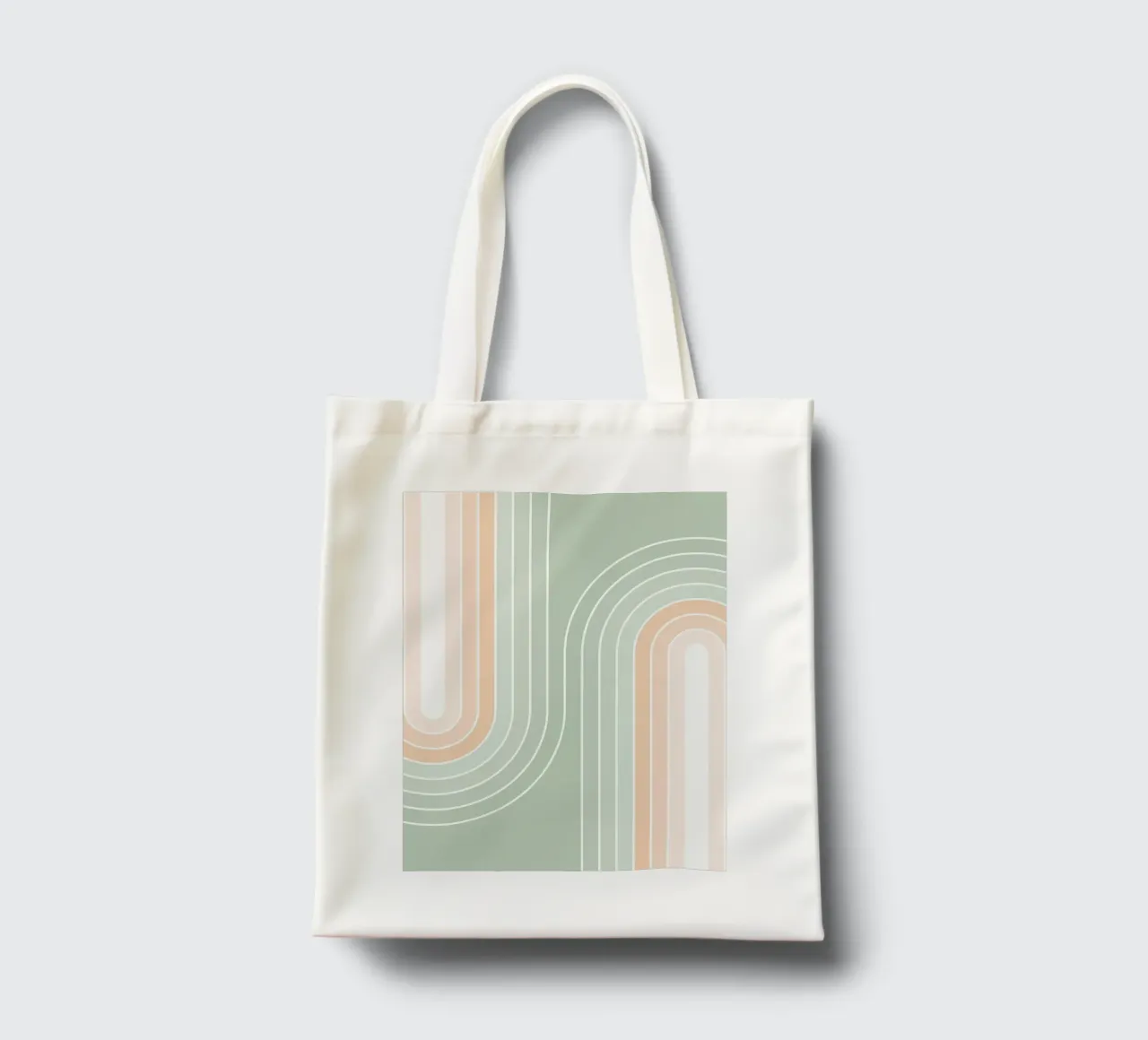 Doppio arcobaleno retrò - Verde salvia pastello e pesca fuzz borsa in juta da Dominique Vari Abstract