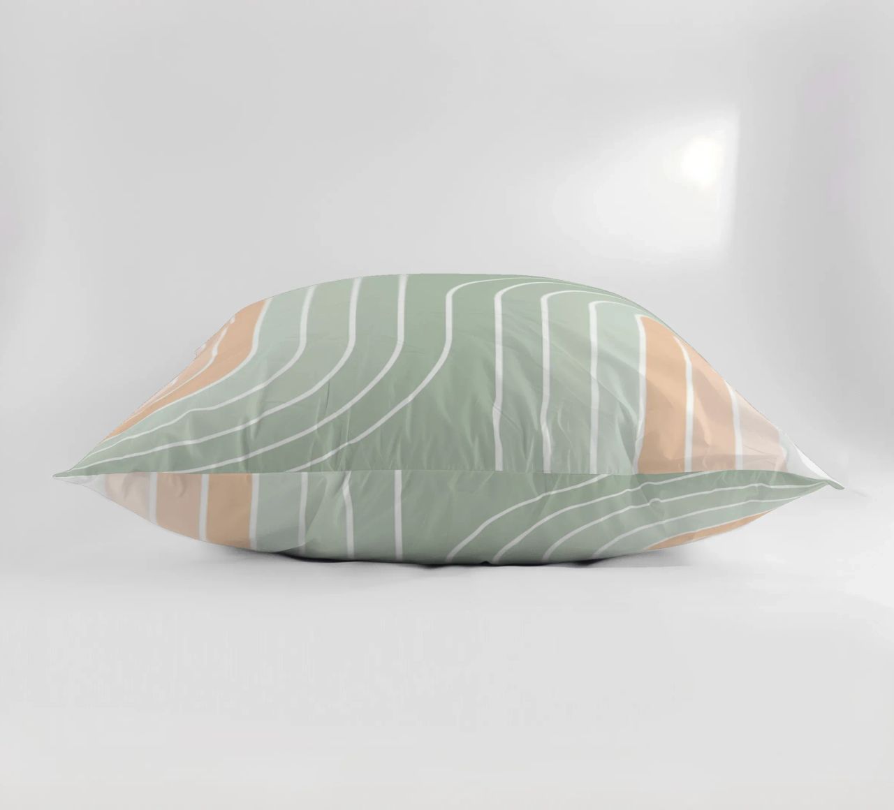 Doppio arcobaleno retrò - Verde salvia pastello e pesca fuzz cuscino da Dominique Vari Abstract