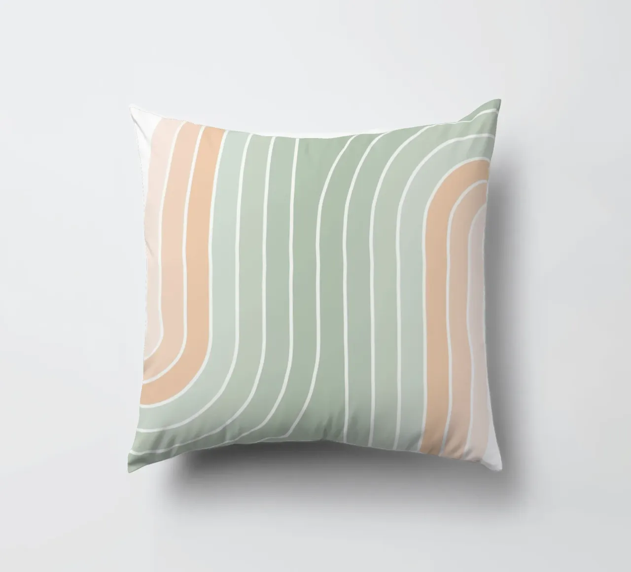 Doppio arcobaleno retrò - Verde salvia pastello e pesca fuzz cuscino da Dominique Vari Abstract