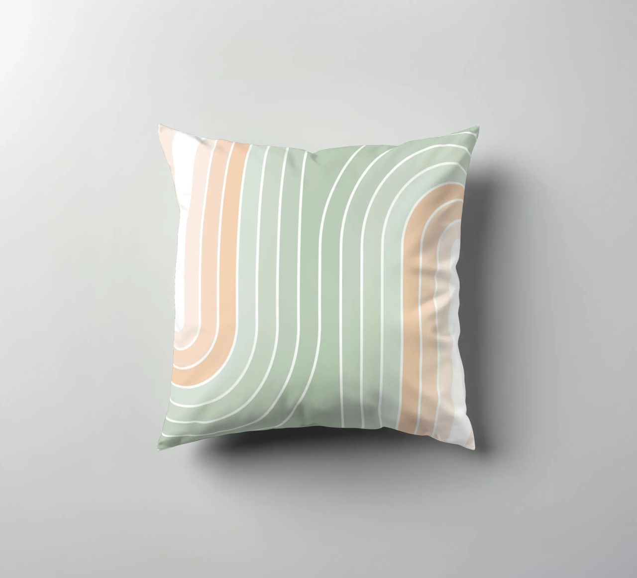 Doppio arcobaleno retrò - Verde salvia pastello e pesca fuzz cuscino da Dominique Vari Abstract