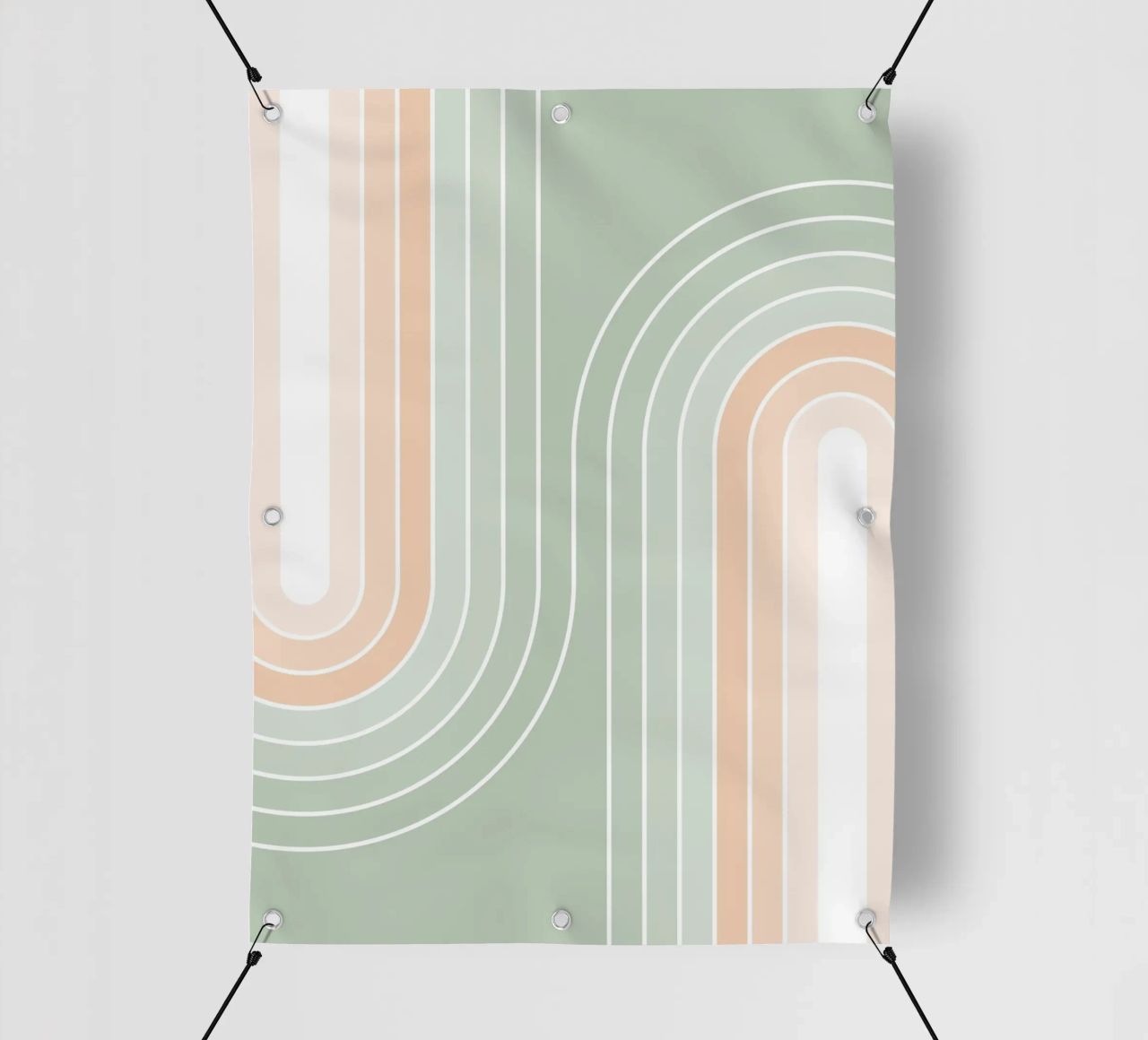 Doppio arcobaleno retrò - Verde salvia pastello e pesca fuzz telo in pvc da Dominique Vari Abstract
