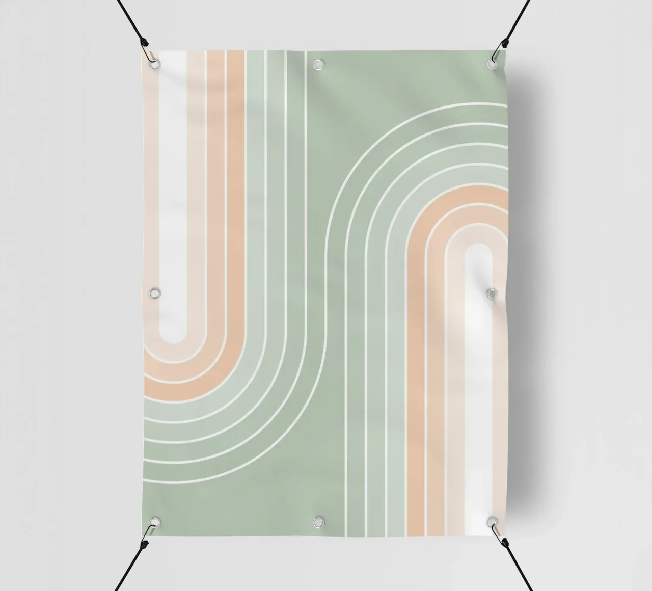 Doppio arcobaleno retrò - Verde salvia pastello e pesca fuzz telo in pvc da Dominique Vari Abstract