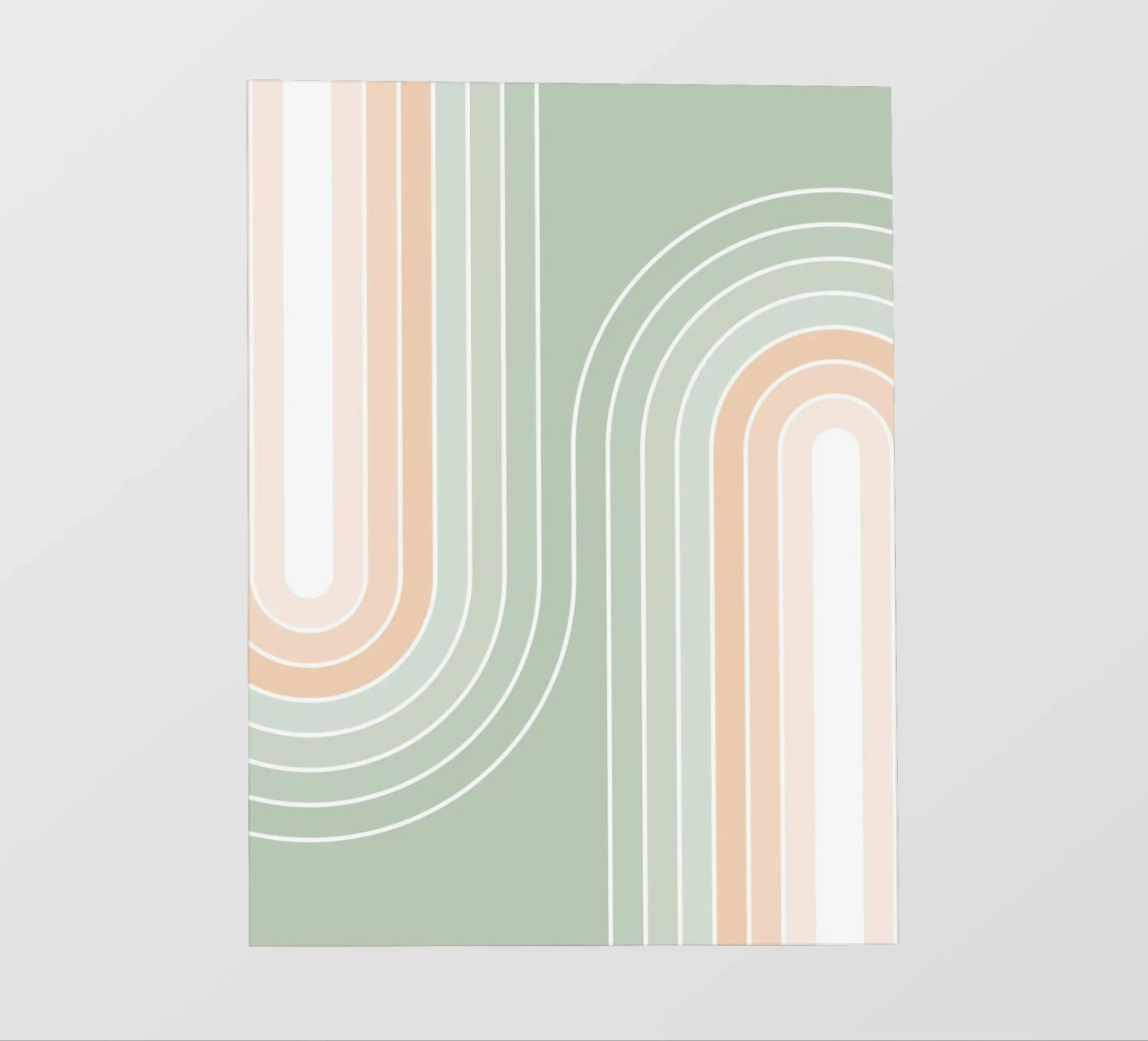 Doppio arcobaleno retrò - Verde salvia pastello e pesca fuzz telo in pvc da Dominique Vari Abstract