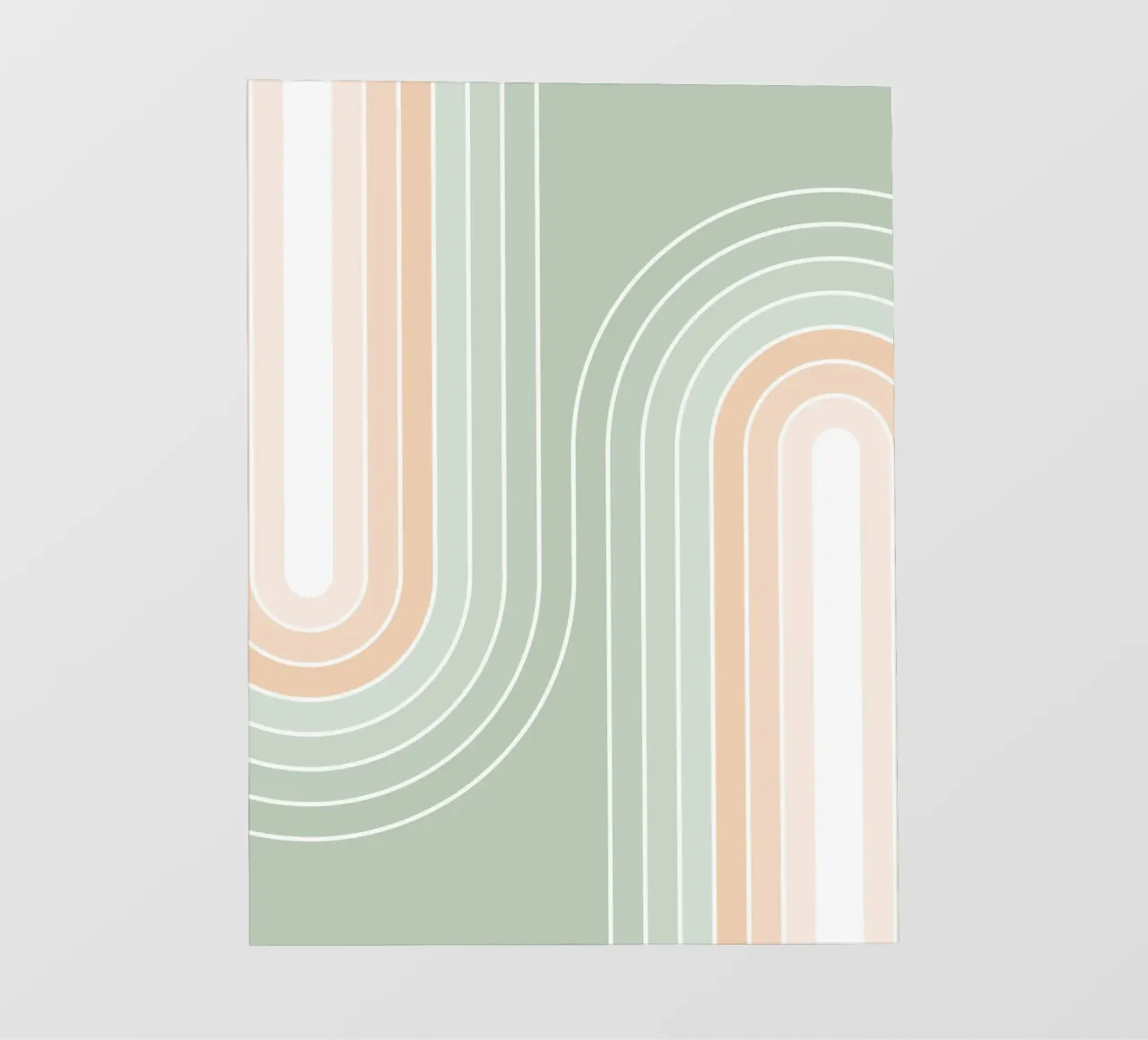 Doppio arcobaleno retrò - Verde salvia pastello e pesca fuzz telo in pvc da Dominique Vari Abstract