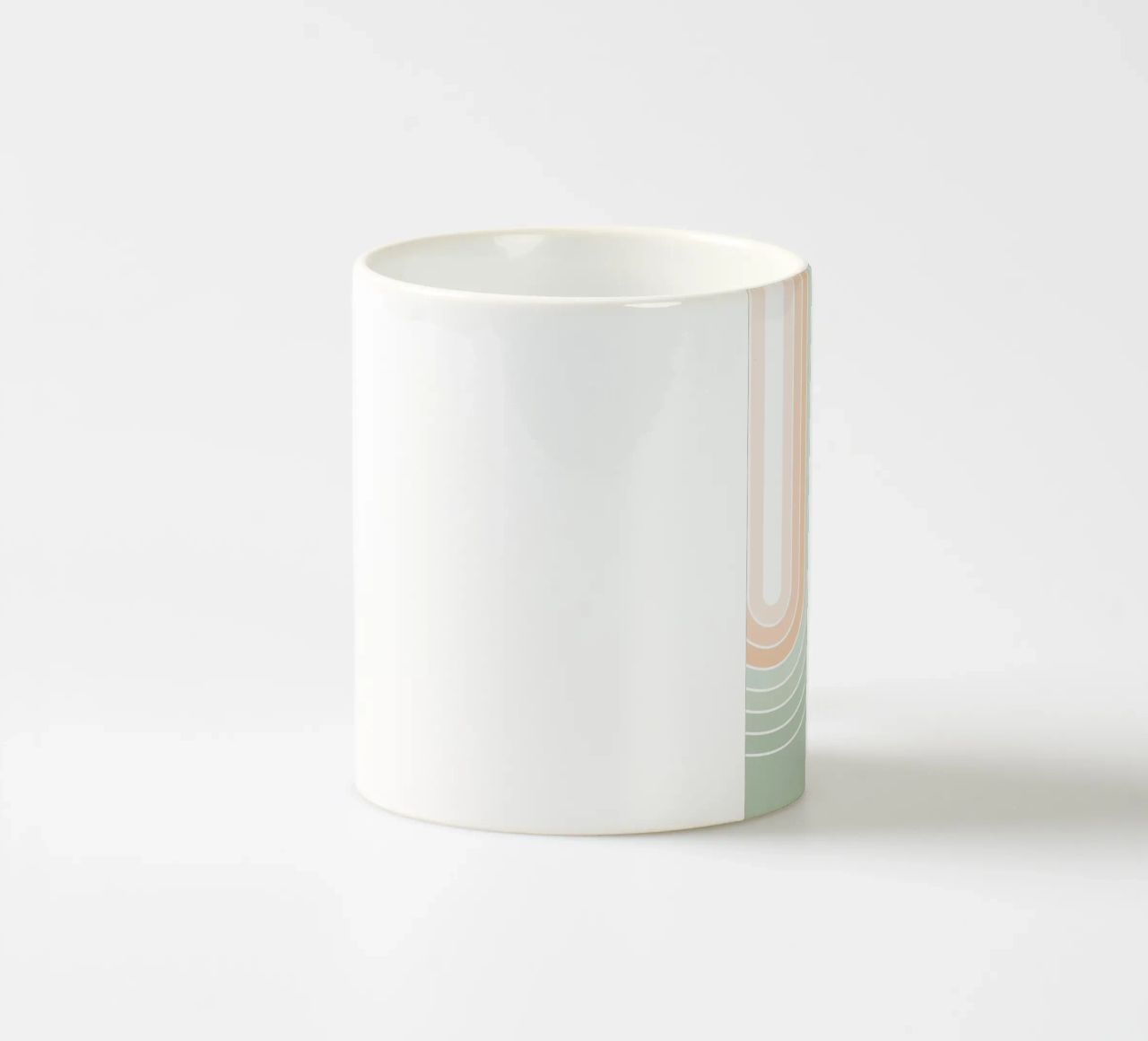 Doppio arcobaleno retrò - Verde salvia pastello e pesca fuzz tazza in ceramica da Dominique Vari Abstract