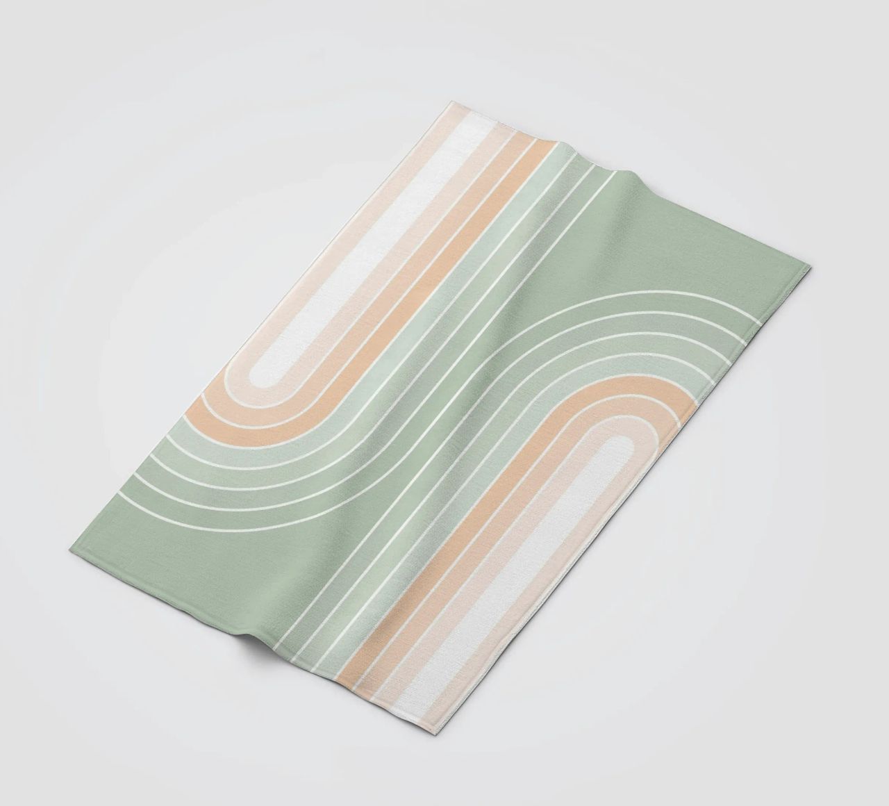 Doppio arcobaleno retrò - Verde salvia pastello e pesca fuzz coperta in pile da Dominique Vari Abstract