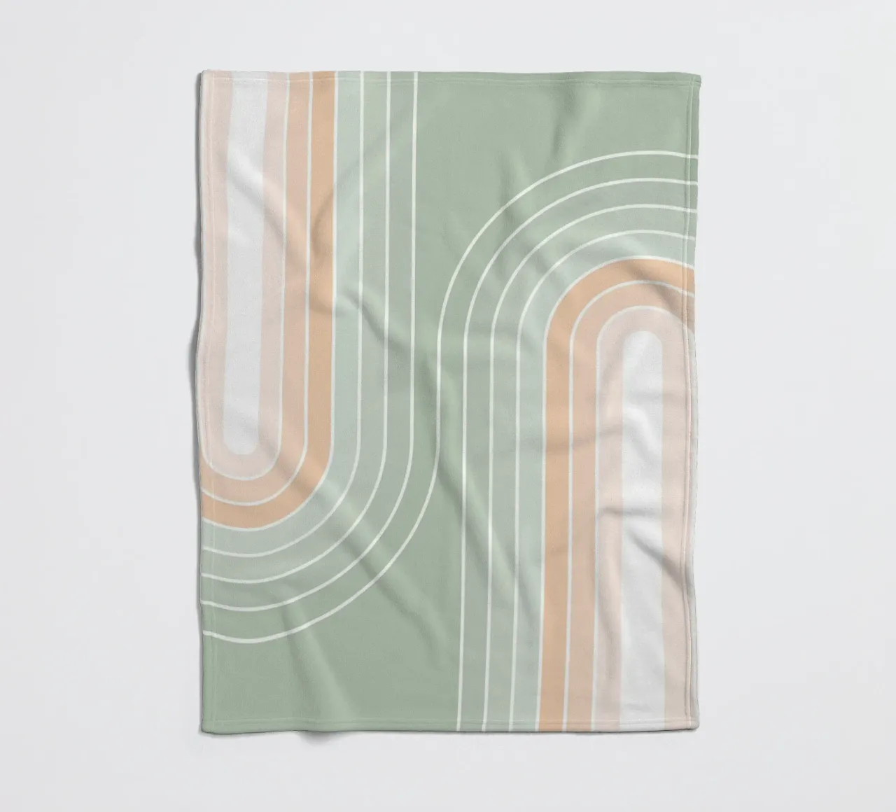 Doppio arcobaleno retrò - Verde salvia pastello e pesca fuzz coperta in pile da Dominique Vari Abstract