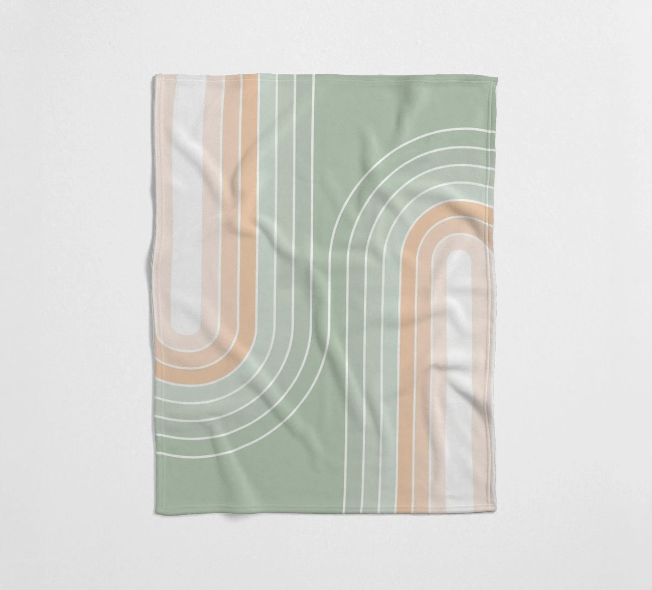 Doppio arcobaleno retrò - Verde salvia pastello e pesca fuzz coperta in pile da Dominique Vari Abstract