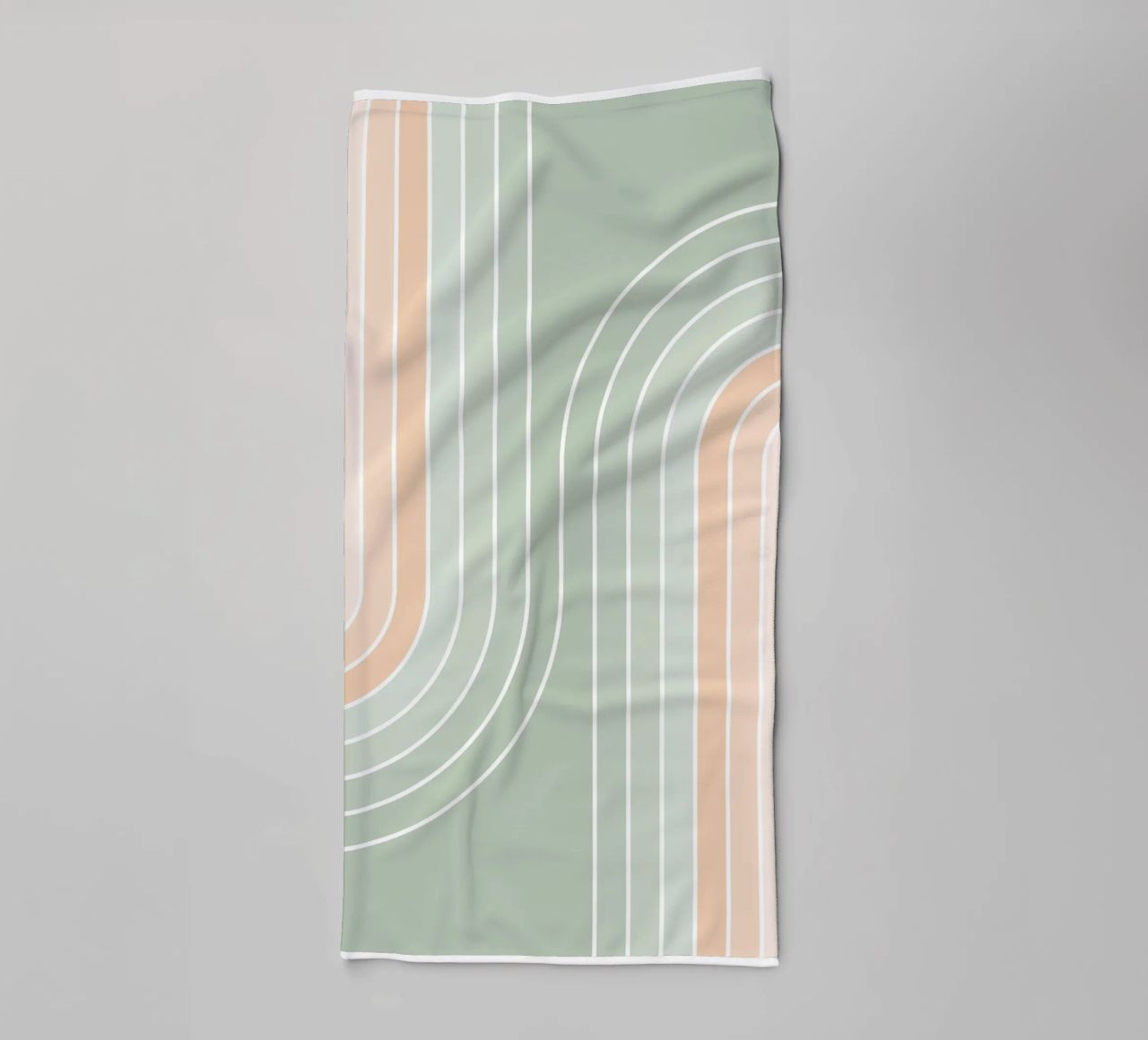 Doppio arcobaleno retrò - Verde salvia pastello e pesca fuzz asciugamano da bagno da Dominique Vari Abstract