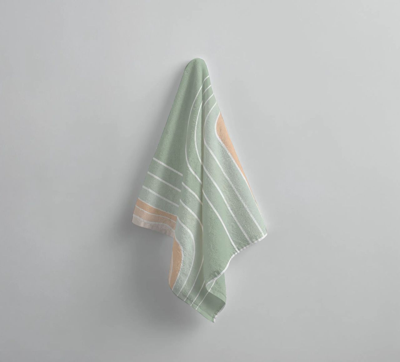 Doppio arcobaleno retrò - Verde salvia pastello e pesca fuzz asciugamano da bagno da Dominique Vari Abstract