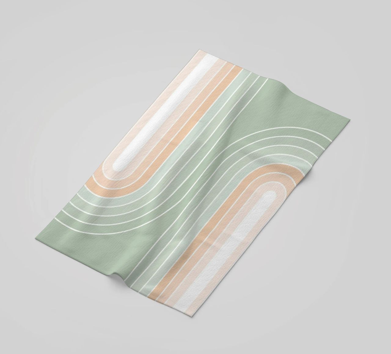 Doppio arcobaleno retrò - Verde salvia pastello e pesca fuzz telo mare da Dominique Vari Abstract