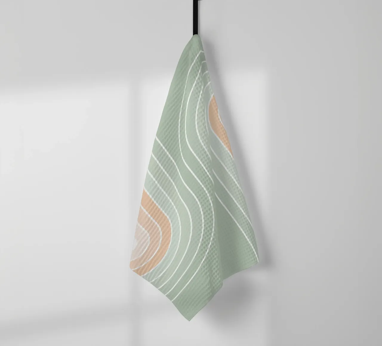 Retro Double Rainbow - Pastel Sage Green & Peach Fuzz torchon de Dominique Vari Abstract