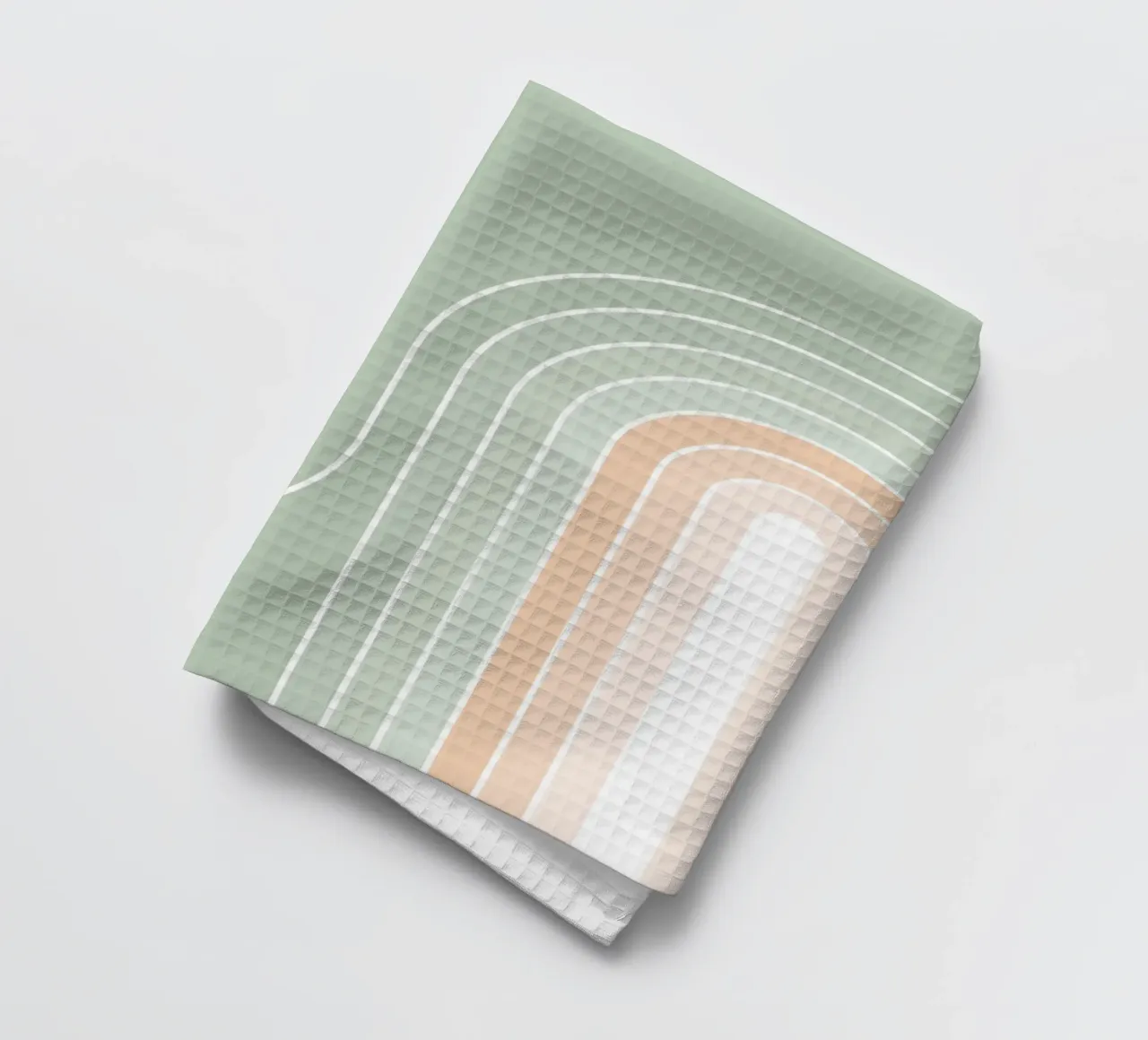 Retro Double Rainbow - Pastel Sage Green & Peach Fuzz torchon de Dominique Vari Abstract