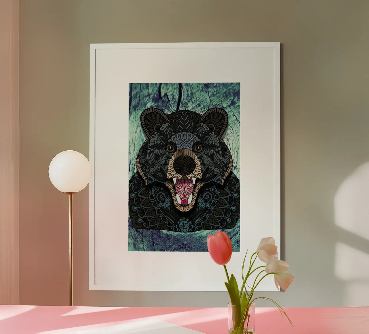 Ornate Black Bear hahnemühle by Angelika Parker