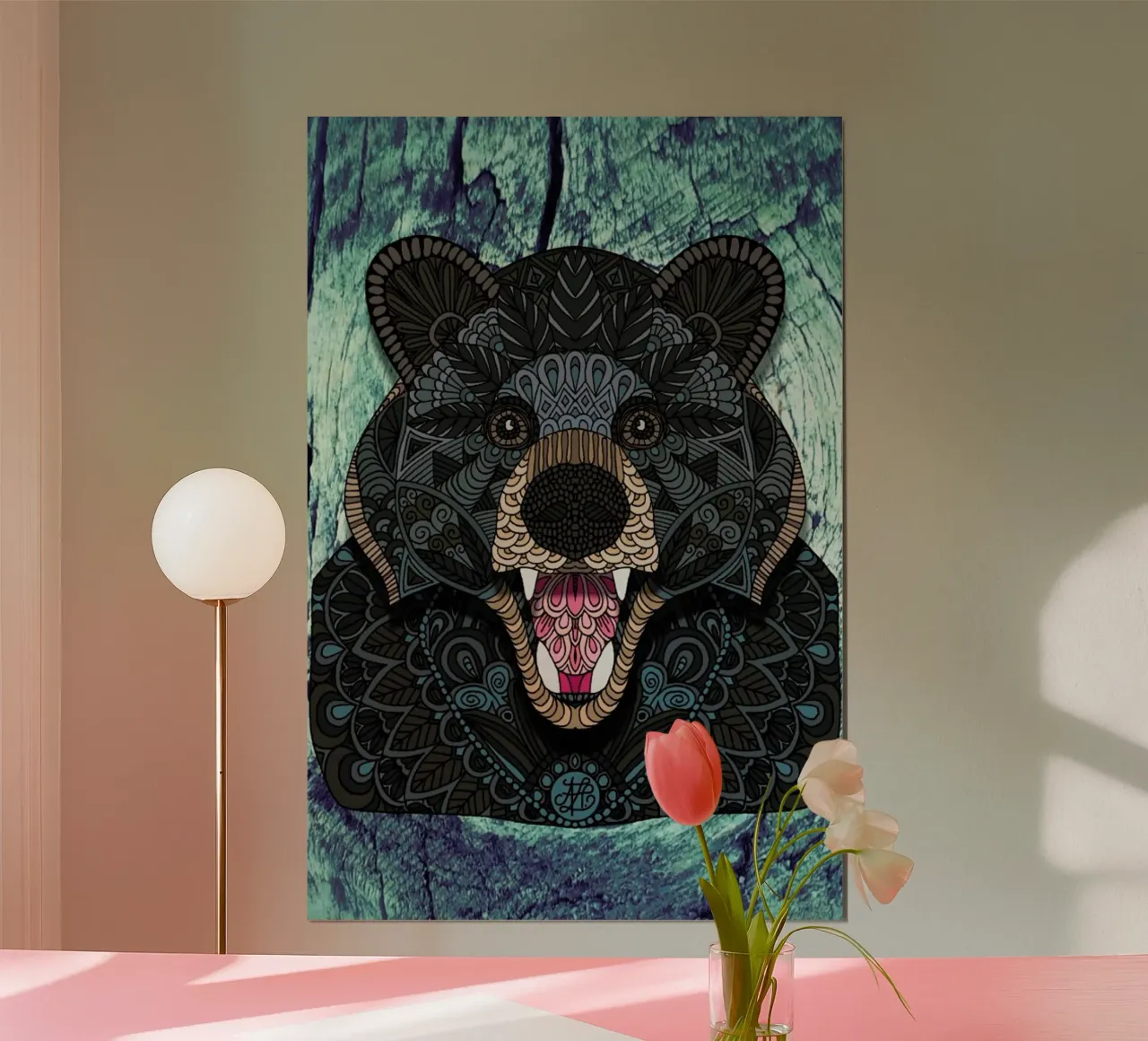 Ornate Black Bear hahnemühle by Angelika Parker