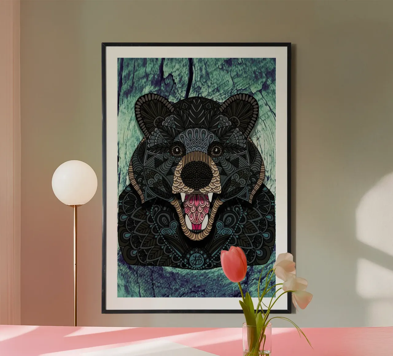 Ornate Black Bear hahnemühle by Angelika Parker