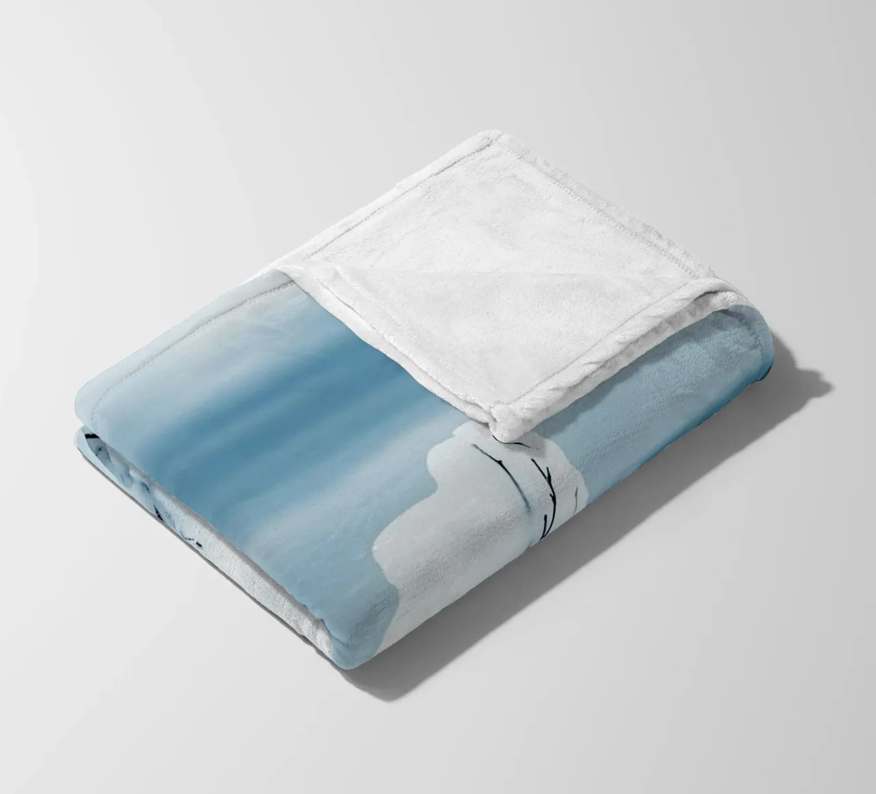 Frozen branch winter landscape fleece blanket by Whole©