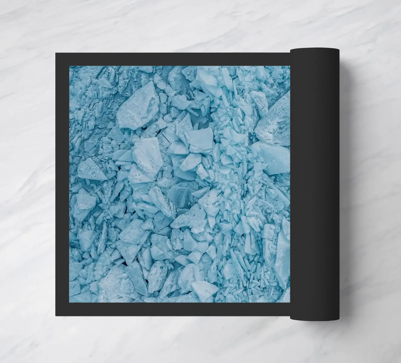 Blauw ijs structuren abstract deurmat van Whole©