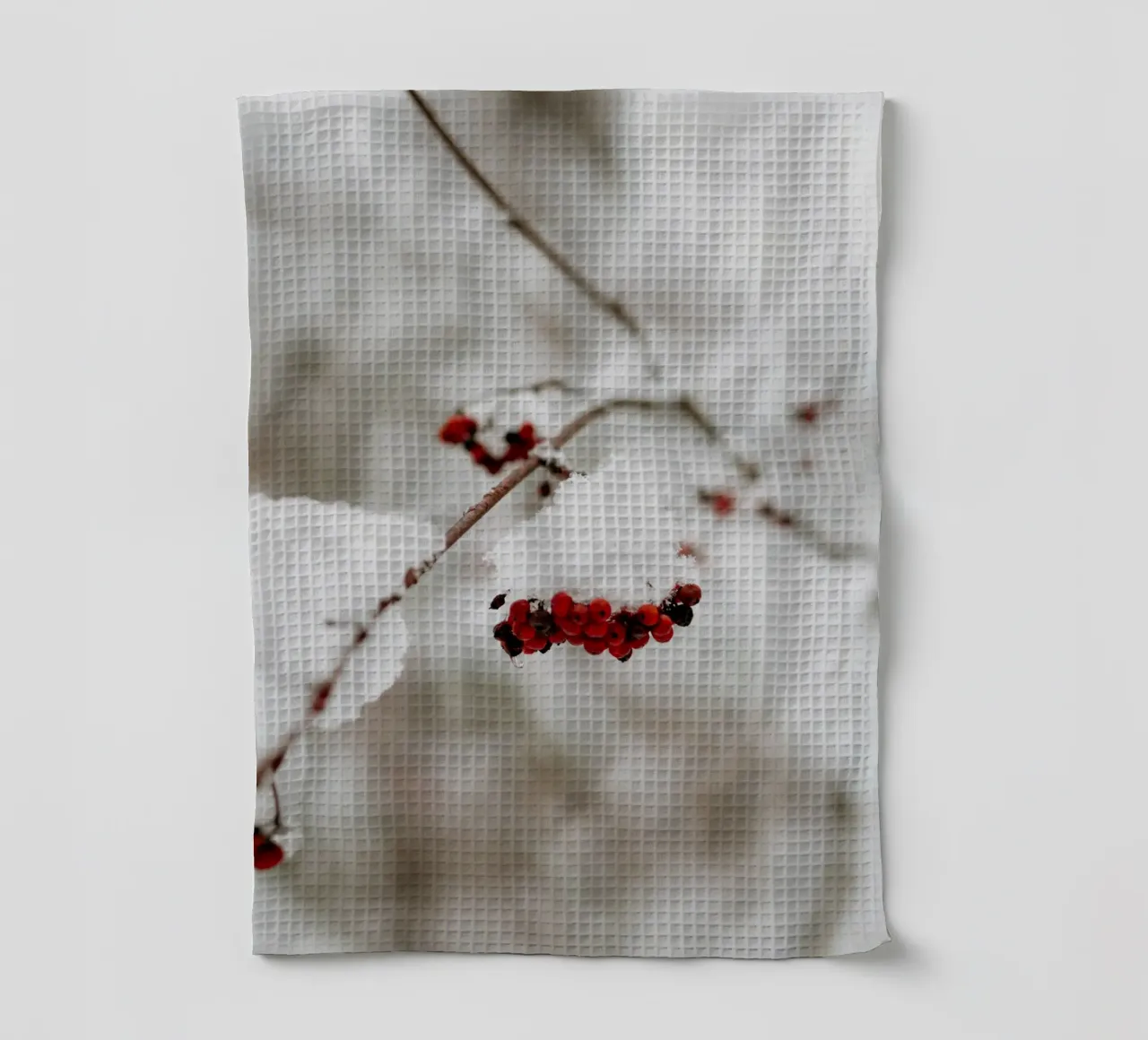 Bacche rosse nella neve canovaccio da cucina da Whole©