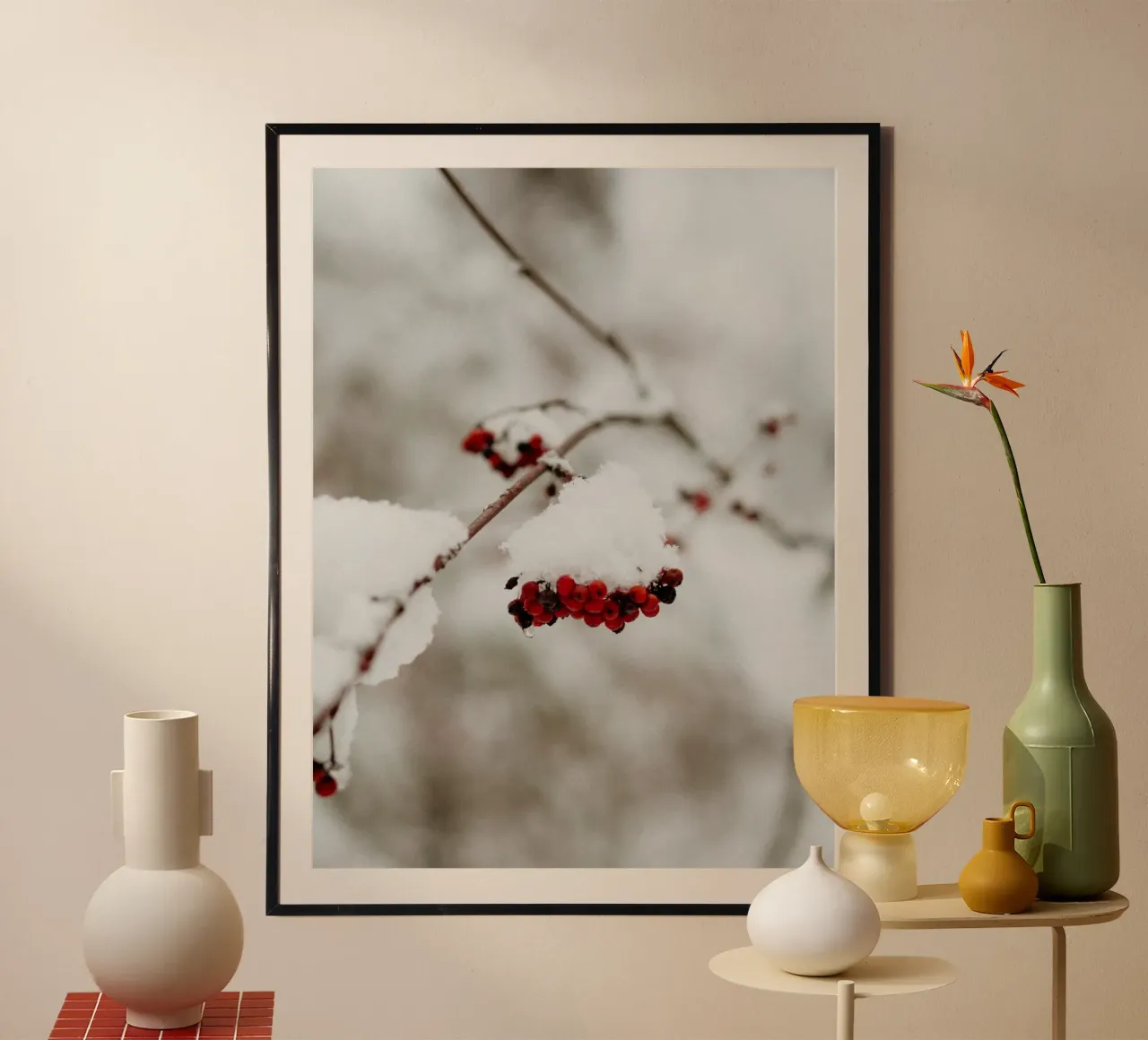 Bacche rosse nella neve carta hahnemühle da Whole©