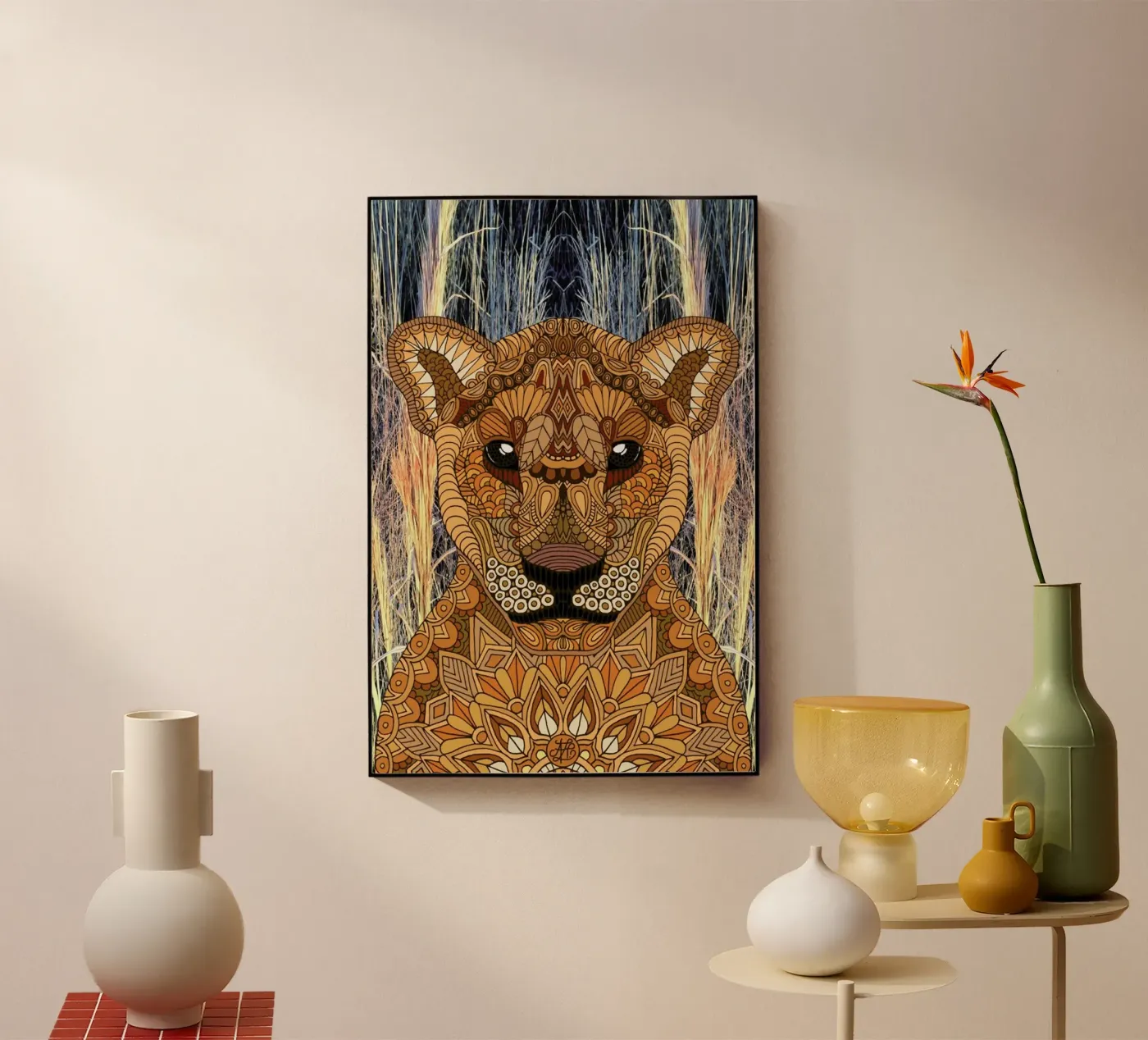 Lioness acryl van Angelika Parker