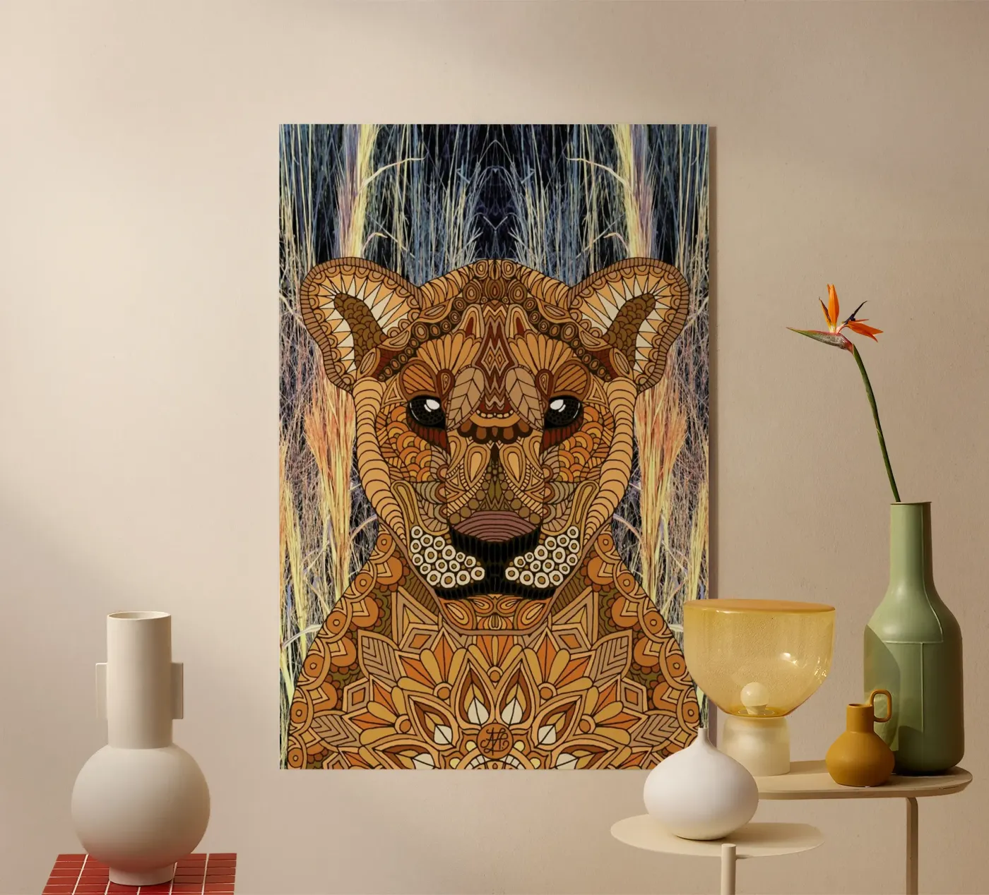 Lioness acryl van Angelika Parker