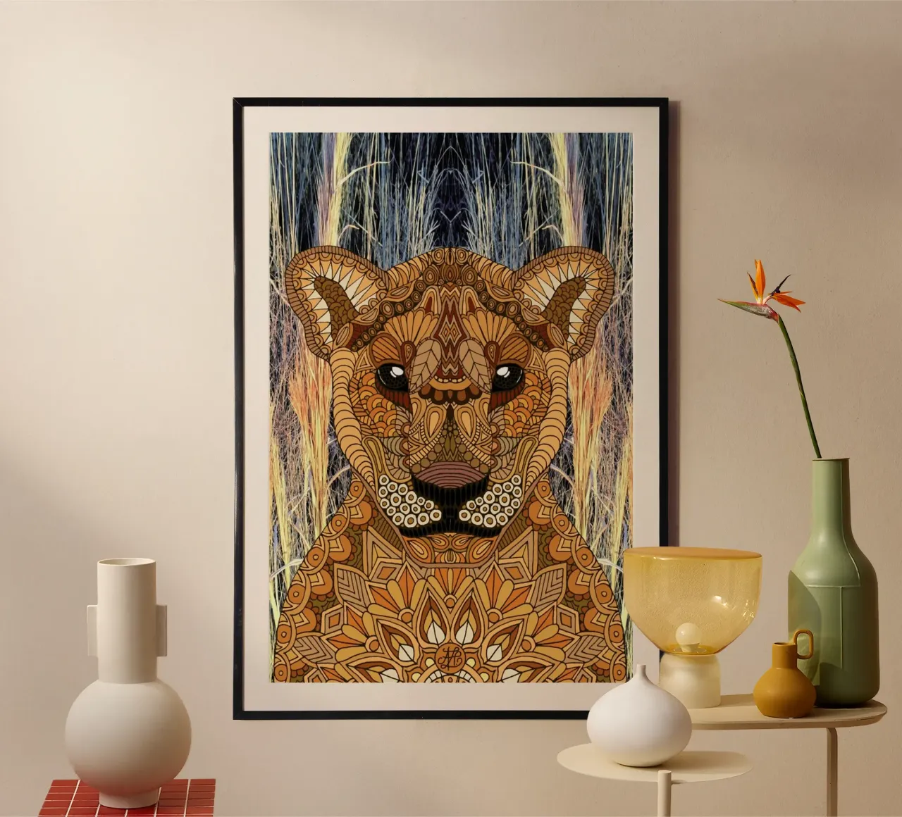 Lioness poster con telaio in plastica da Angelika Parker