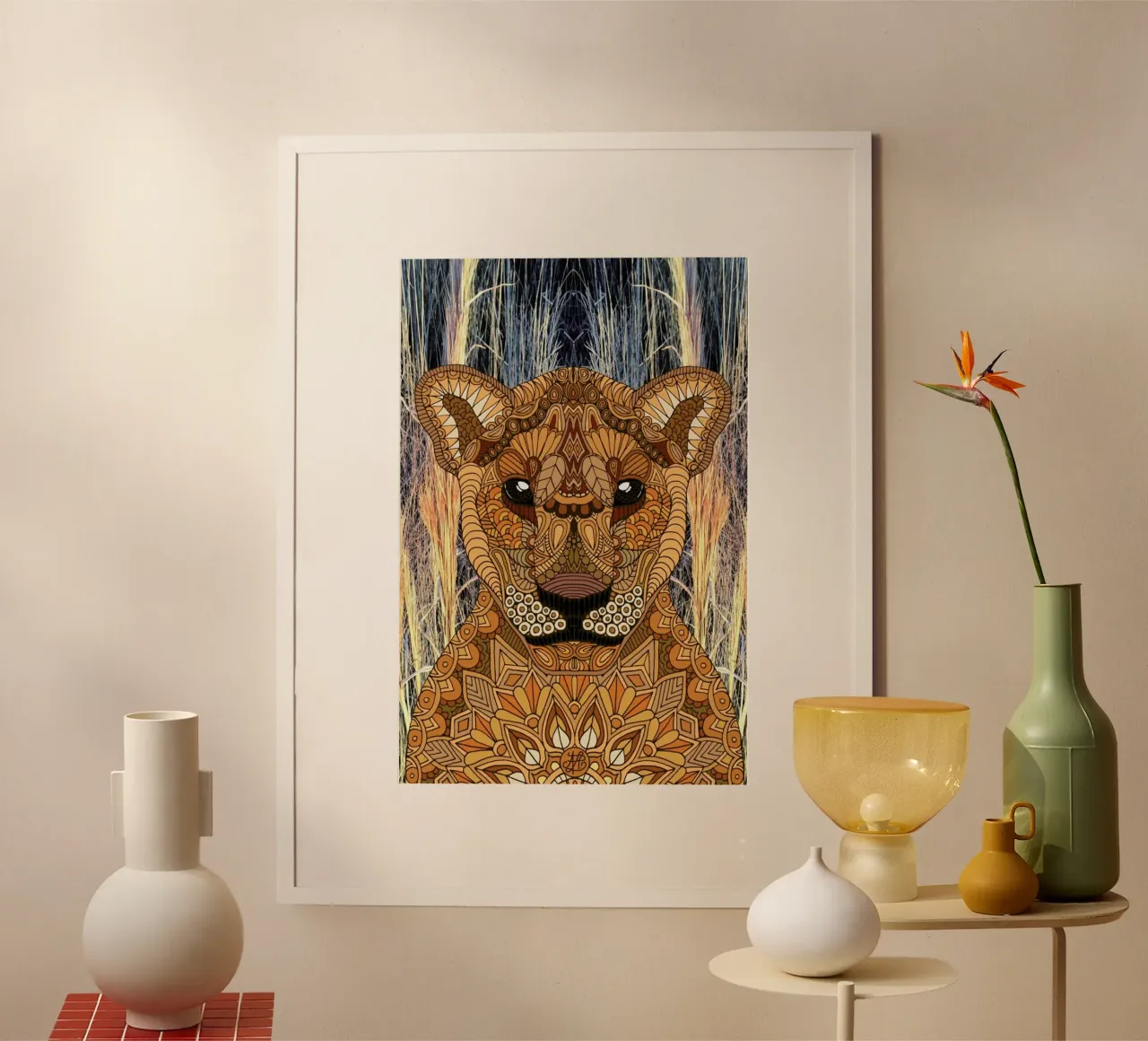 Lioness poster con telaio in plastica da Angelika Parker