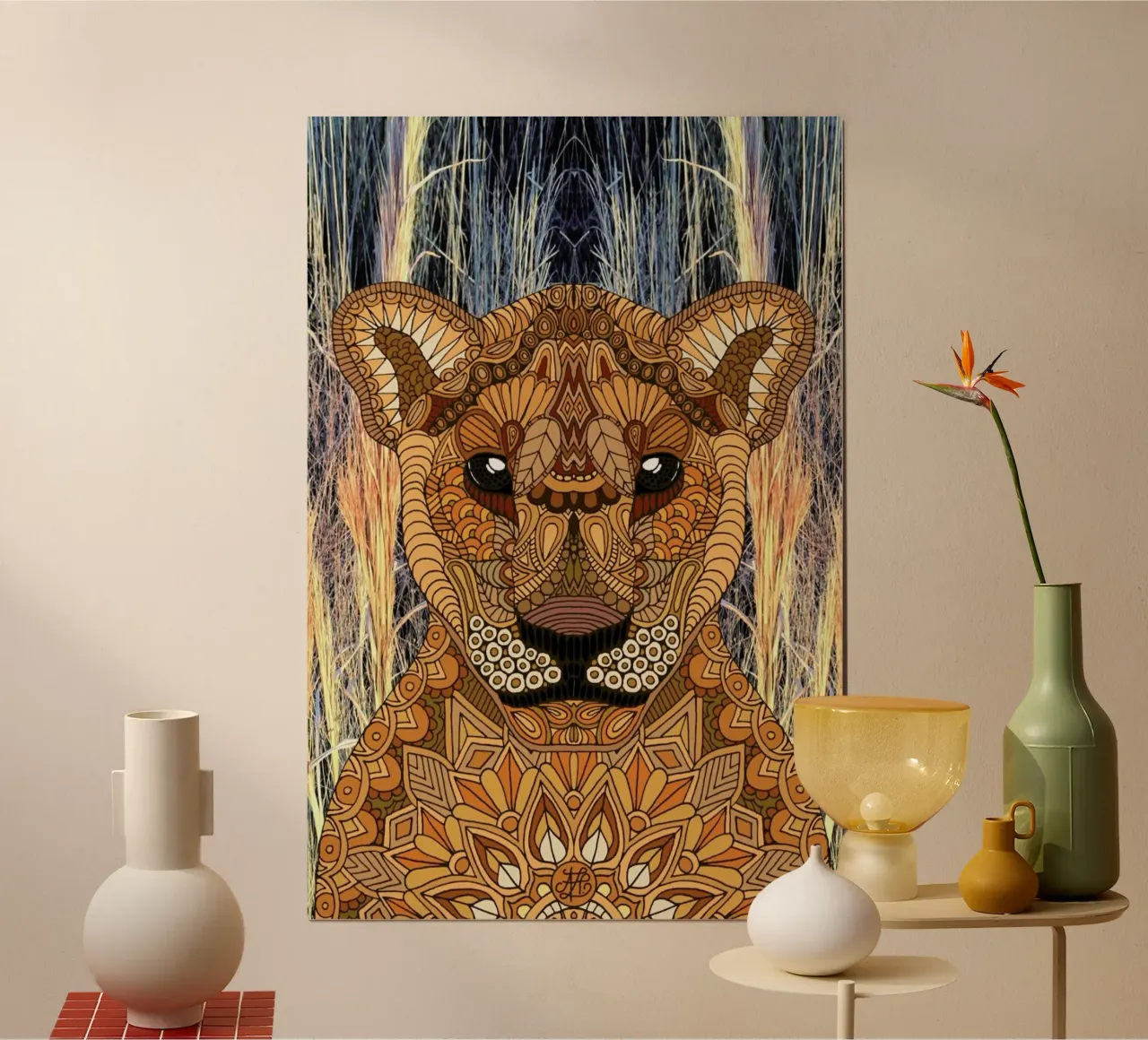 Lioness poster con telaio in plastica da Angelika Parker