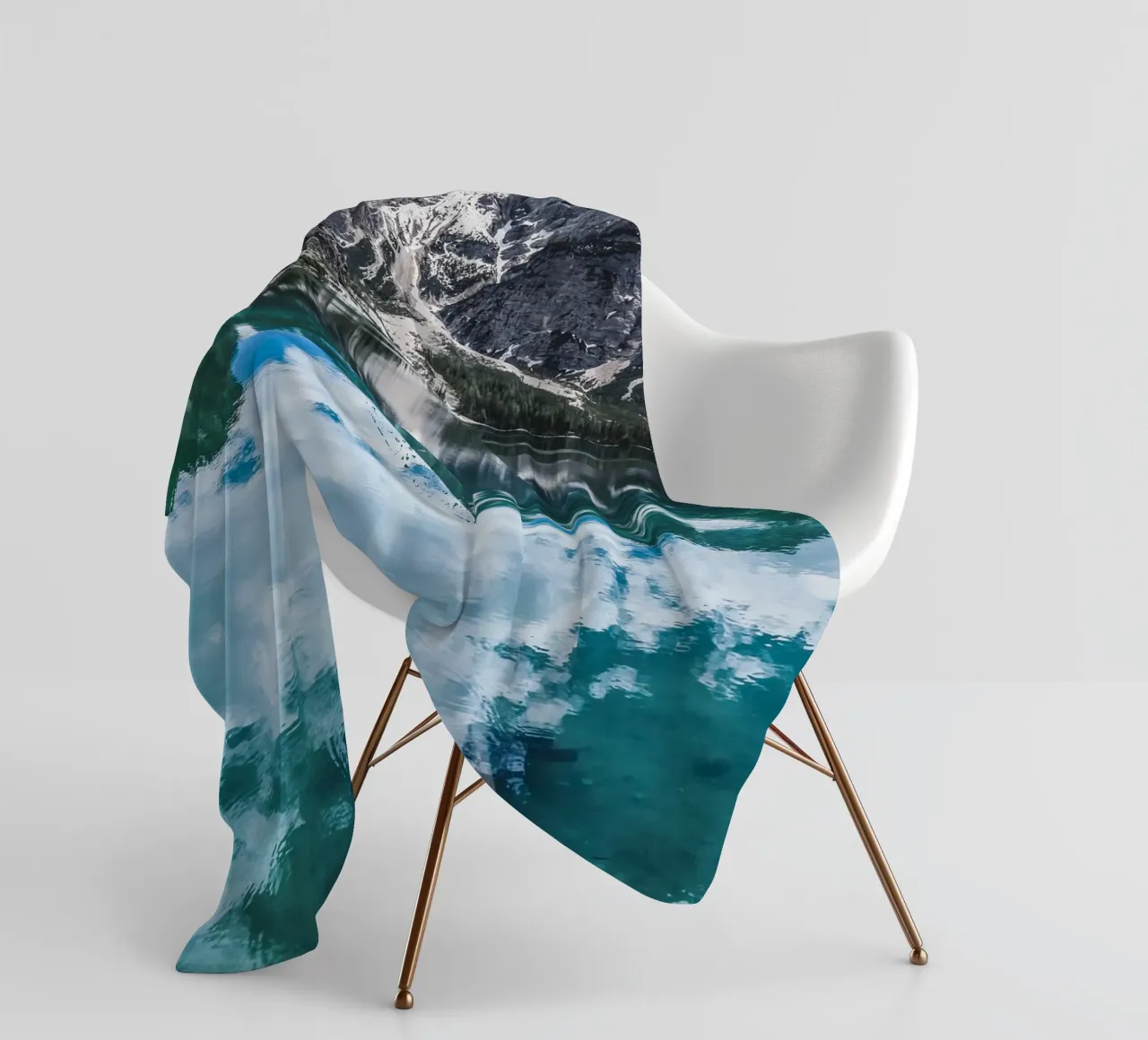 Reflecting mountain lake with jetty fleece blanket by Whole©