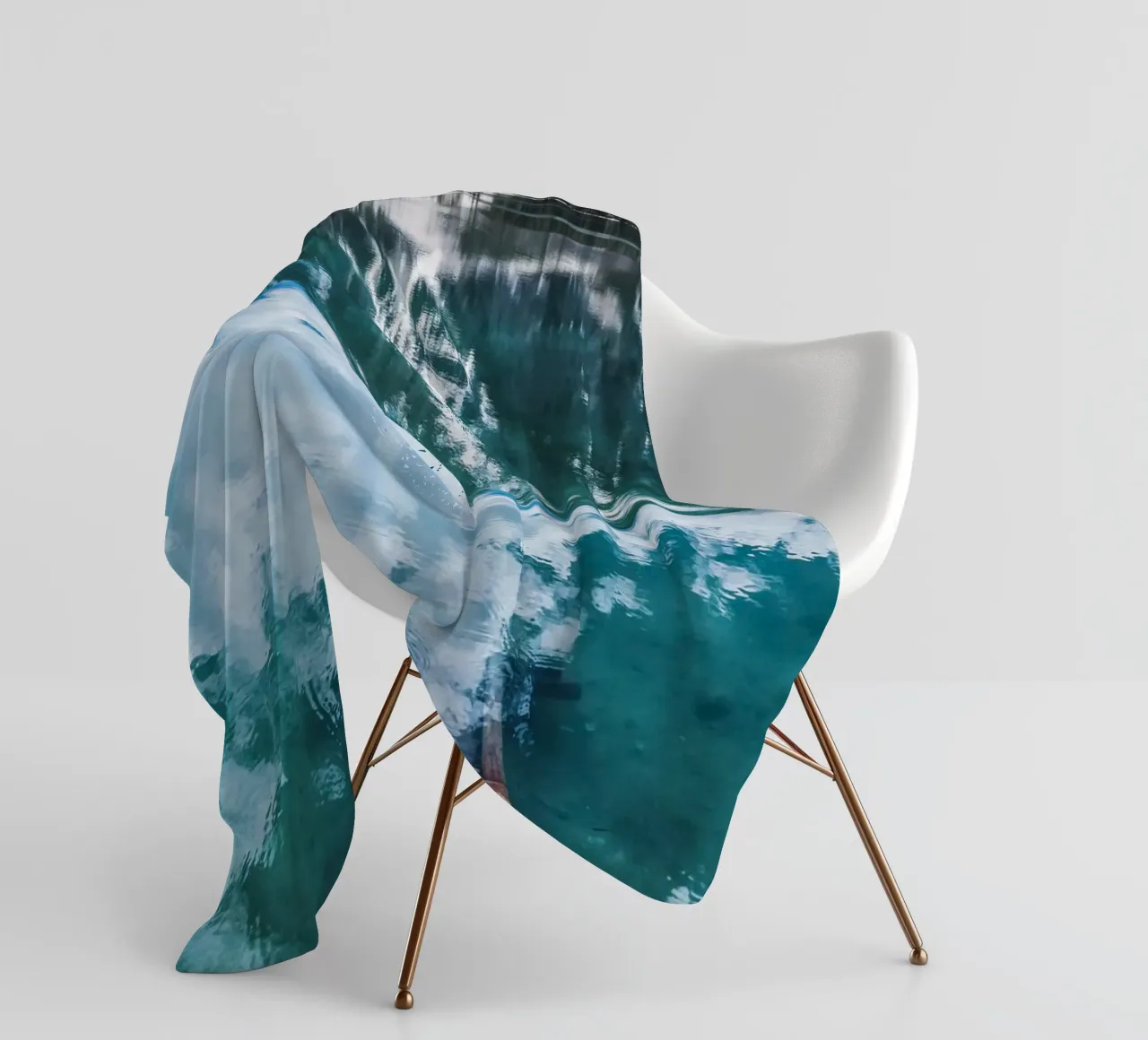 Reflecting mountain lake with jetty fleece blanket by Whole©