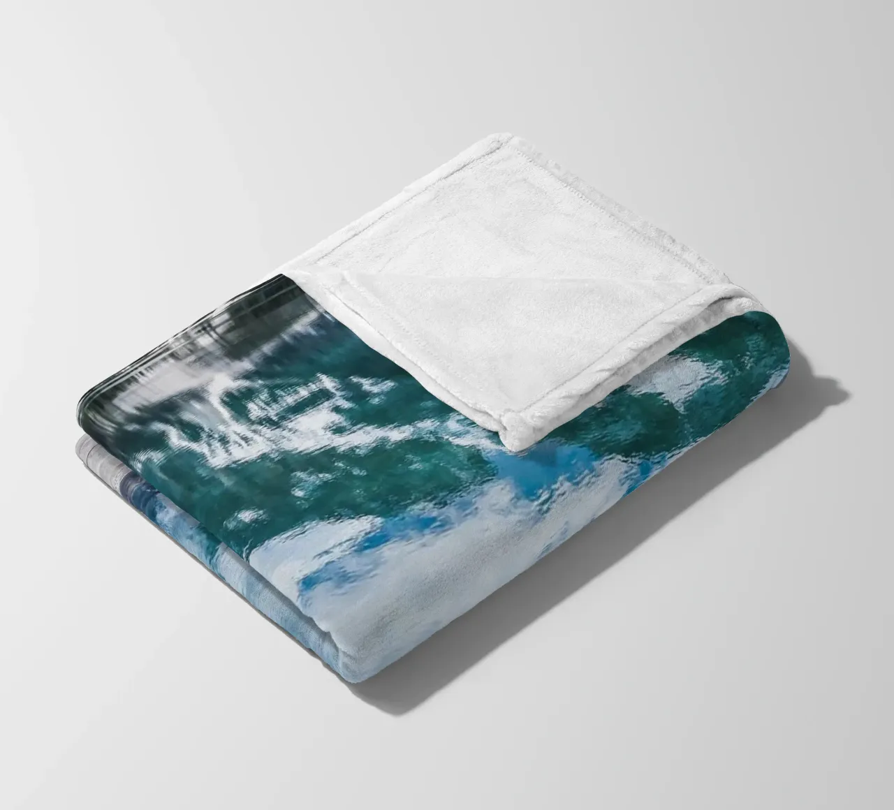 Reflecting mountain lake with jetty fleece blanket by Whole©