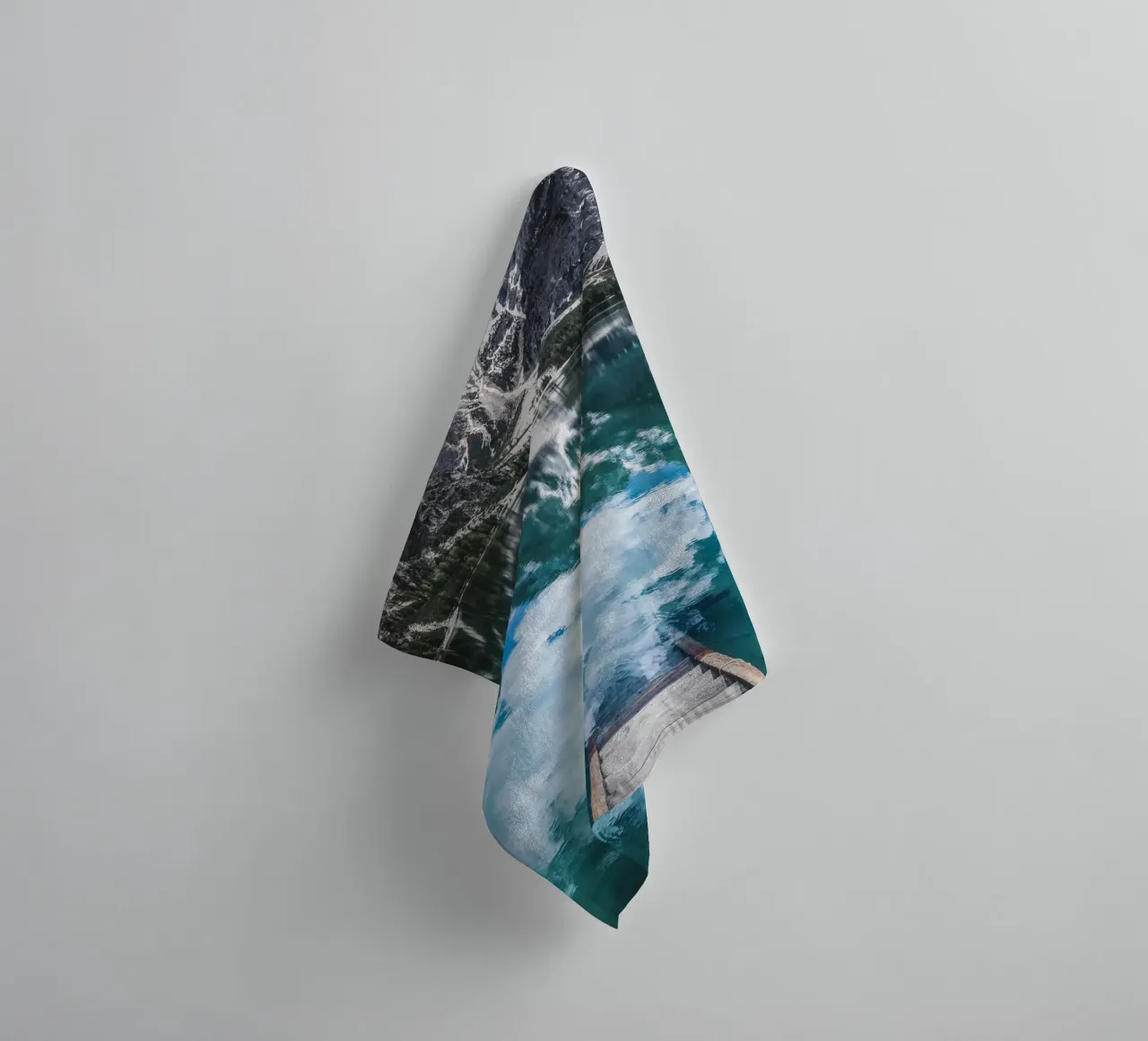 Reflecting mountain lake with jetty towel by Whole©