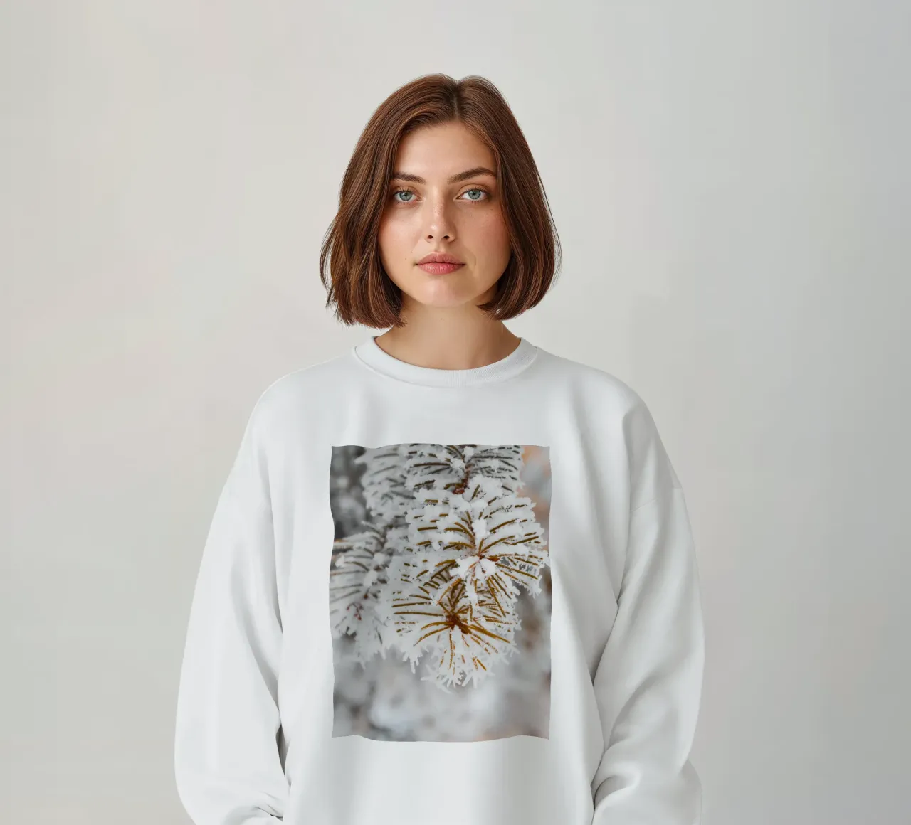 Snowy fir branches design sweatshirt by Whole©
