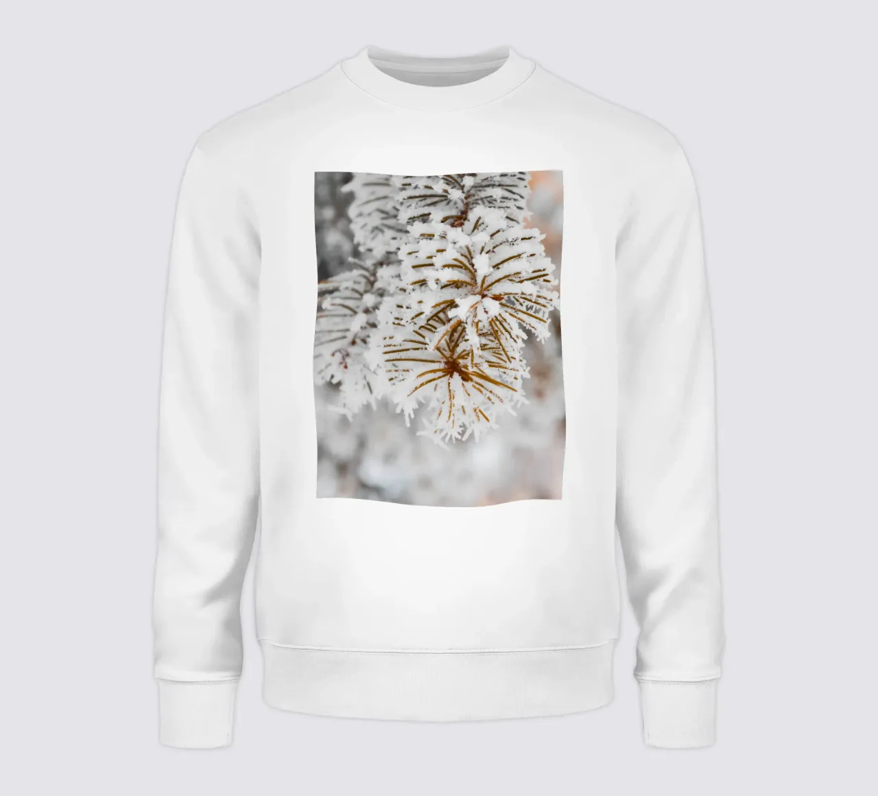 Snowy fir branches design sweatshirt by Whole©