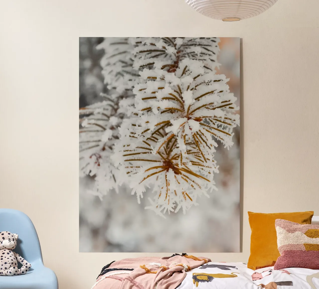 Design con rami di abete innevati plexiglass da Whole©