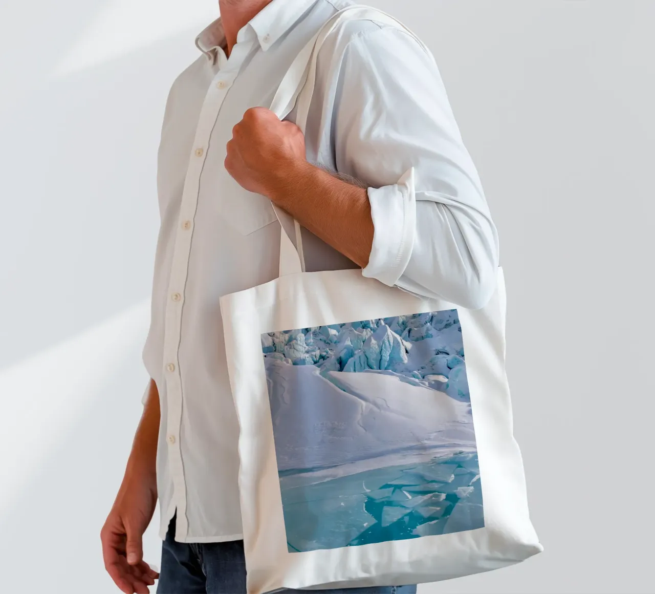 Glacier landscape with ice details tote bag by Whole©